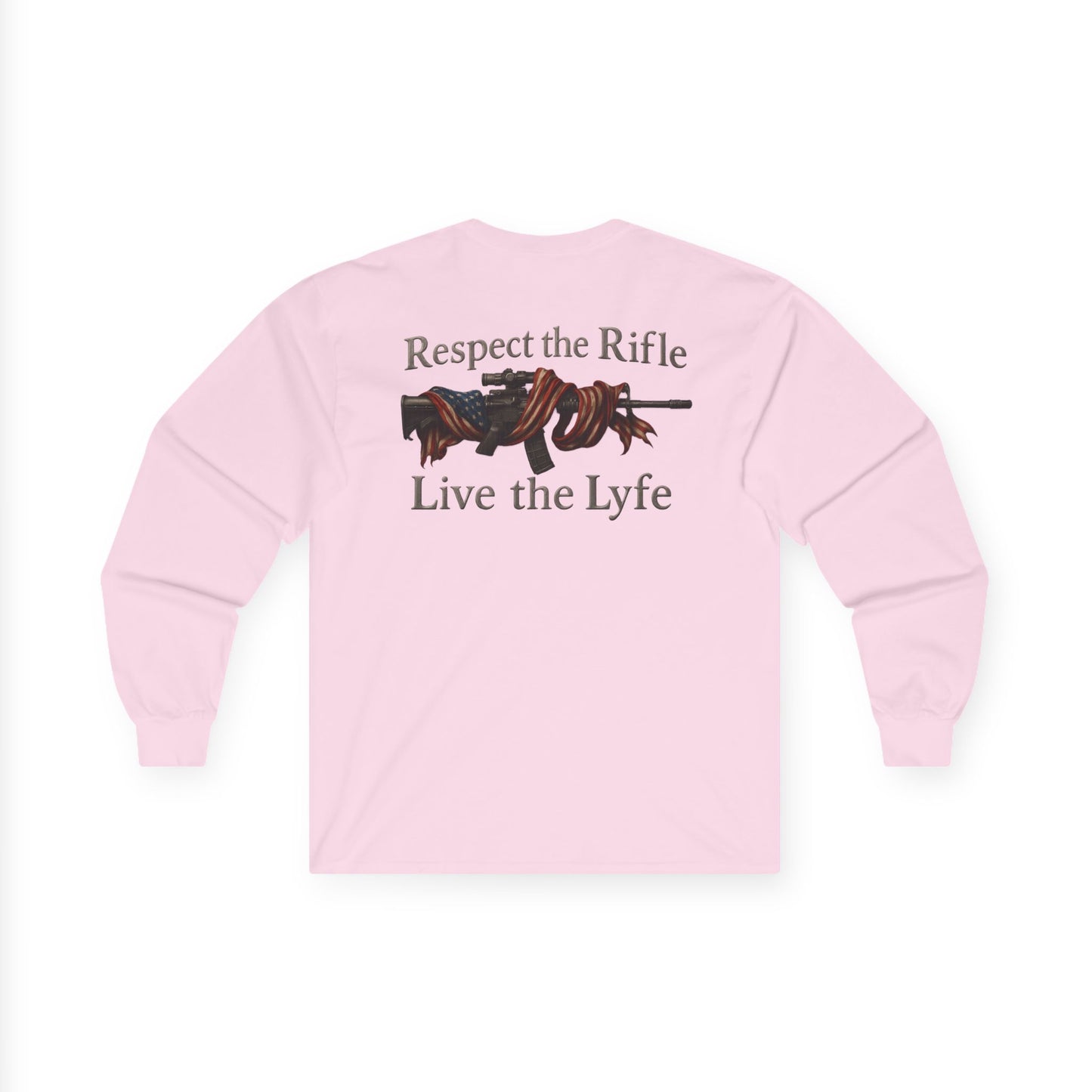 Rifle and flag Rifle Lyfe Brand Long Sleeve Tee, Patriotic 2nd Amendment Shirt, Gun Owner Gift, American Flag Apparel, Rifle Lover Tee,