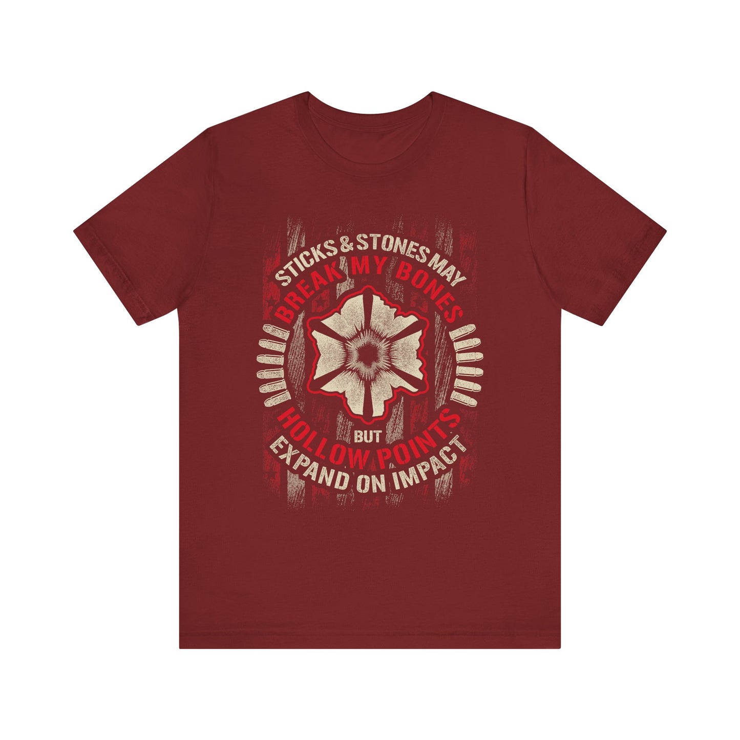 Funny Rifle Humor Unisex Tee, Sticks and Stones, Rifle and Gun Humor