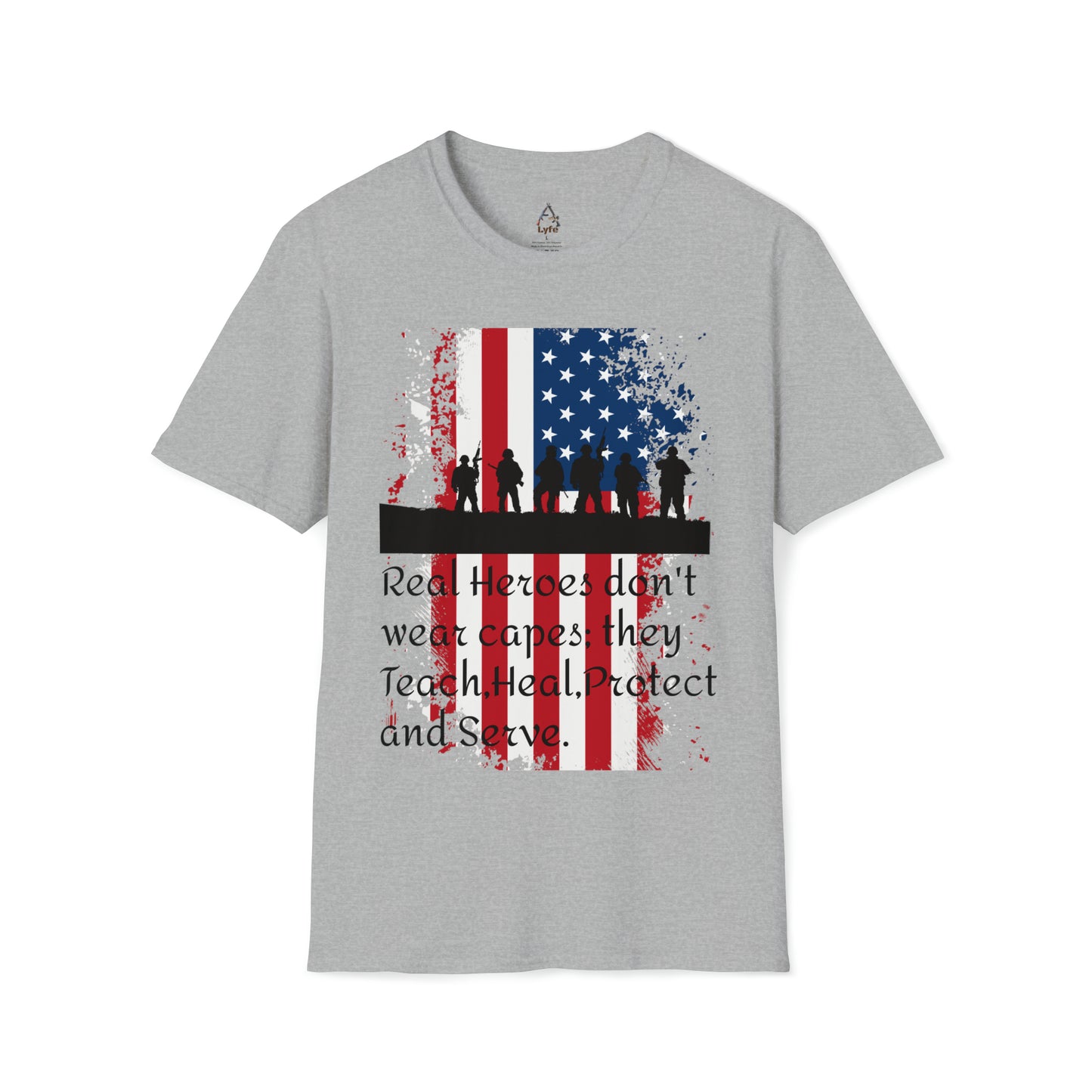 Military shirt, Real Heroes, Soldiers, tattered U.S. flag