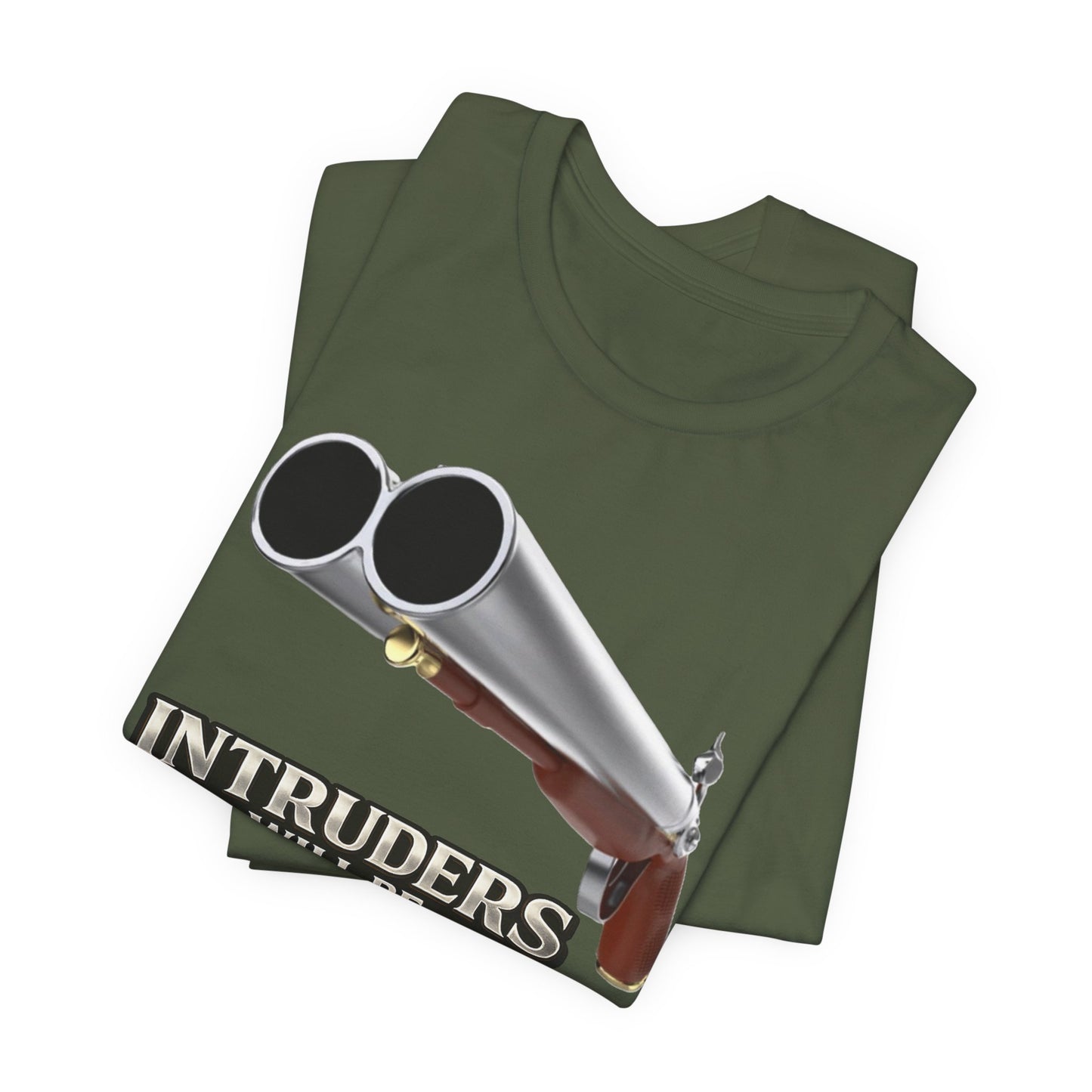 2nd Amendment Shotgun Safety Tee — "Intruders Will Be Shot, Survivors Shot Again" Graphic T-Shirt