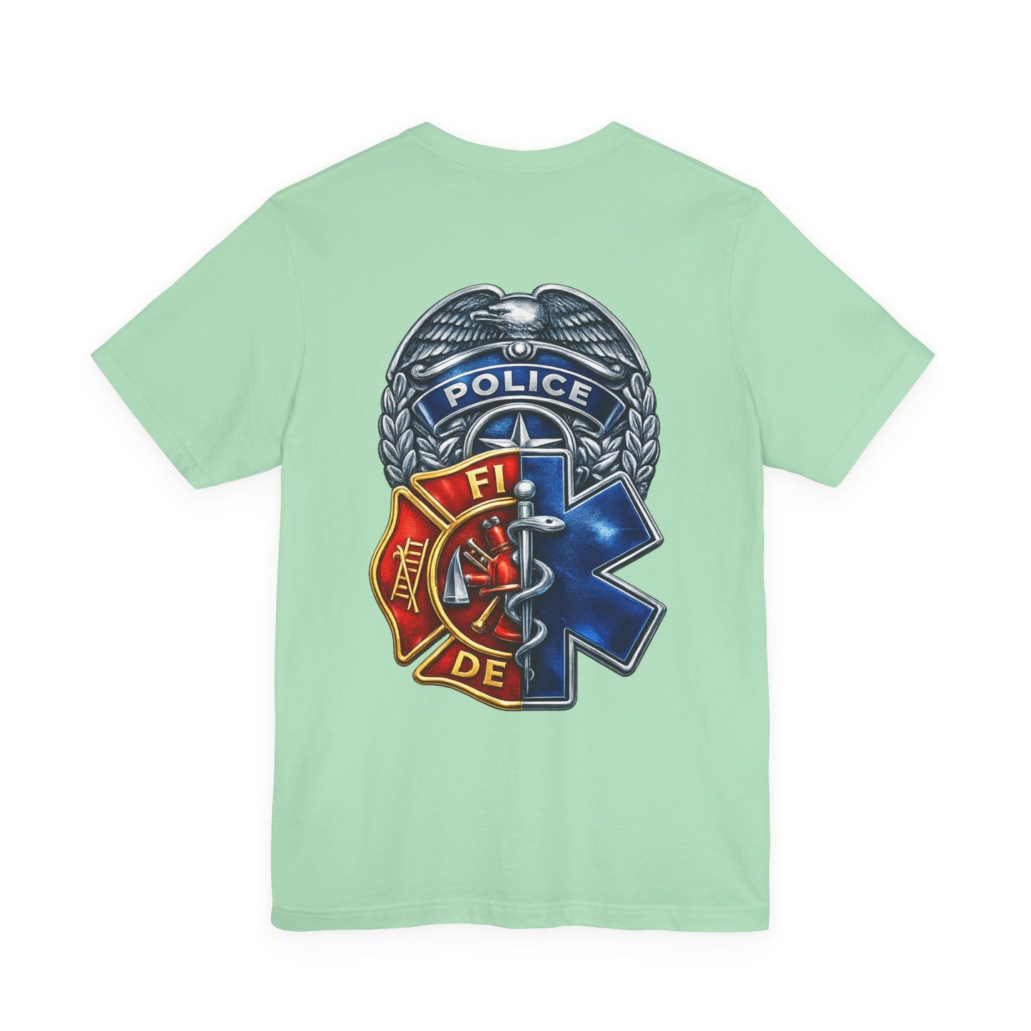 Police Fire EMS Badge Graphic Tee | First Responder Logo T-Shirt
