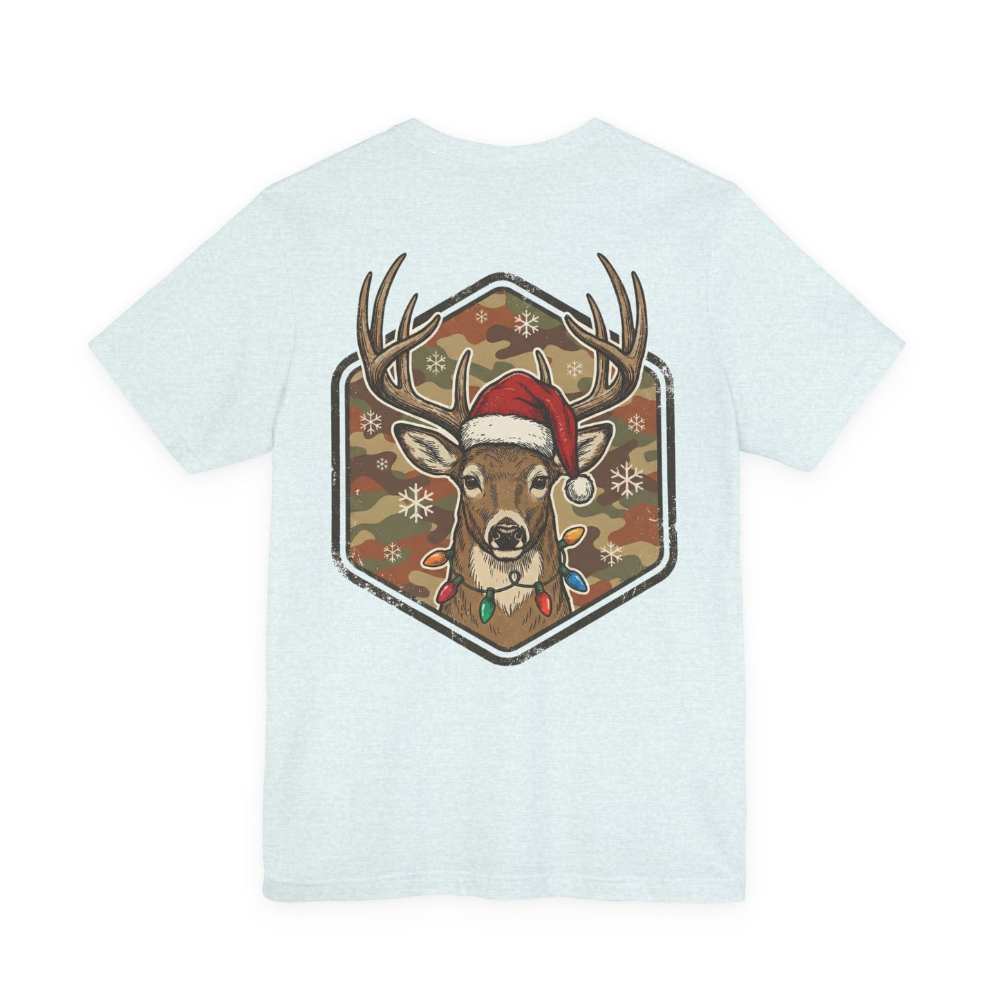 Christmas T‑Shirt — Merry and Bright Camouflage Buck Tee