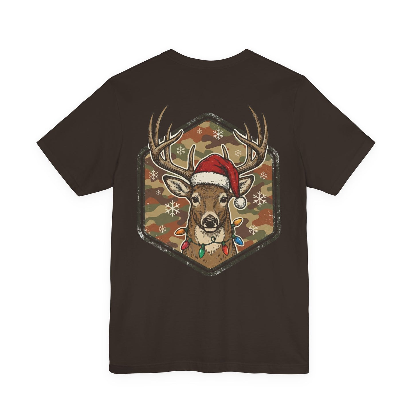 Christmas T‑Shirt — Merry and Bright Camouflage Buck Tee
