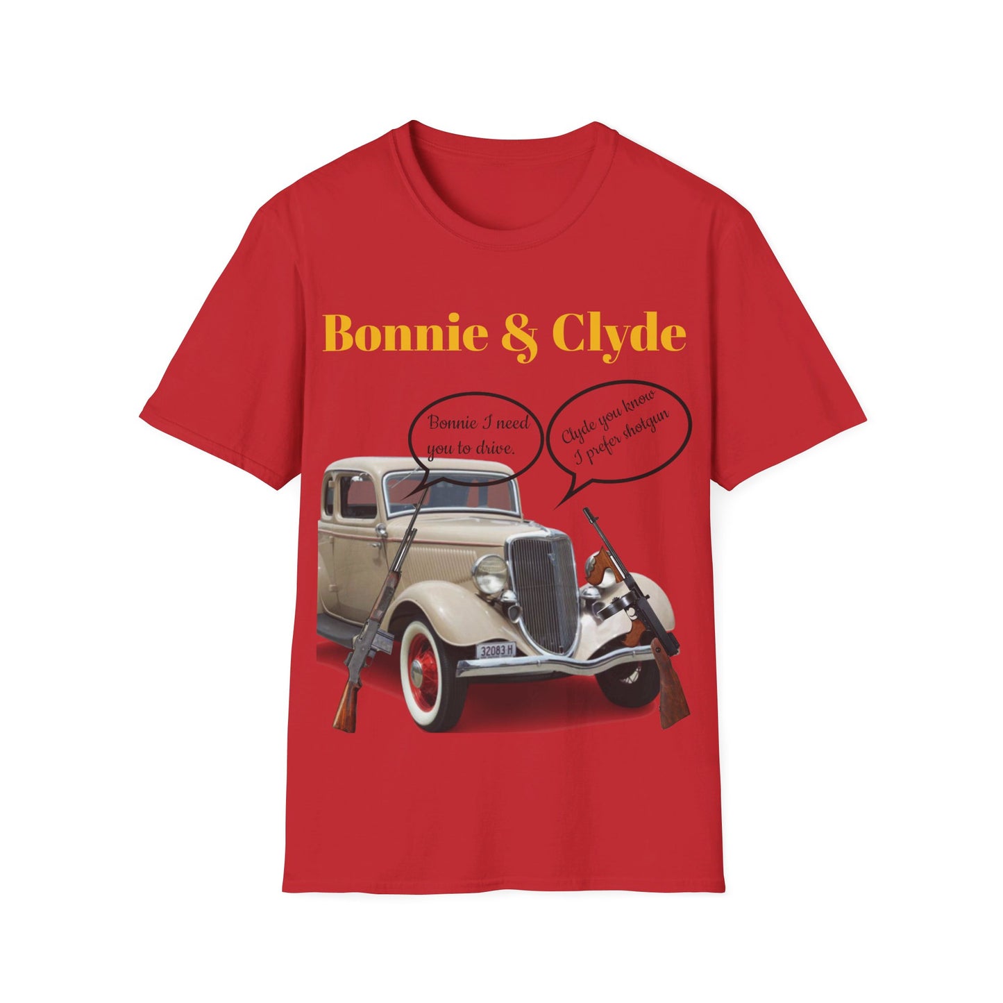 Bonnie and Clyde Rifle T-Shirt, Outlaw Couple Matching Tee, Vintage Gangster Shirt, Criminal Partners Top, Retro Crime Duo Apparel