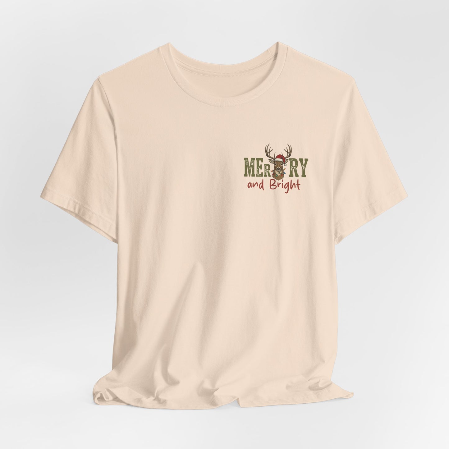 Christmas T‑Shirt — Merry and Bright Camouflage Buck Tee