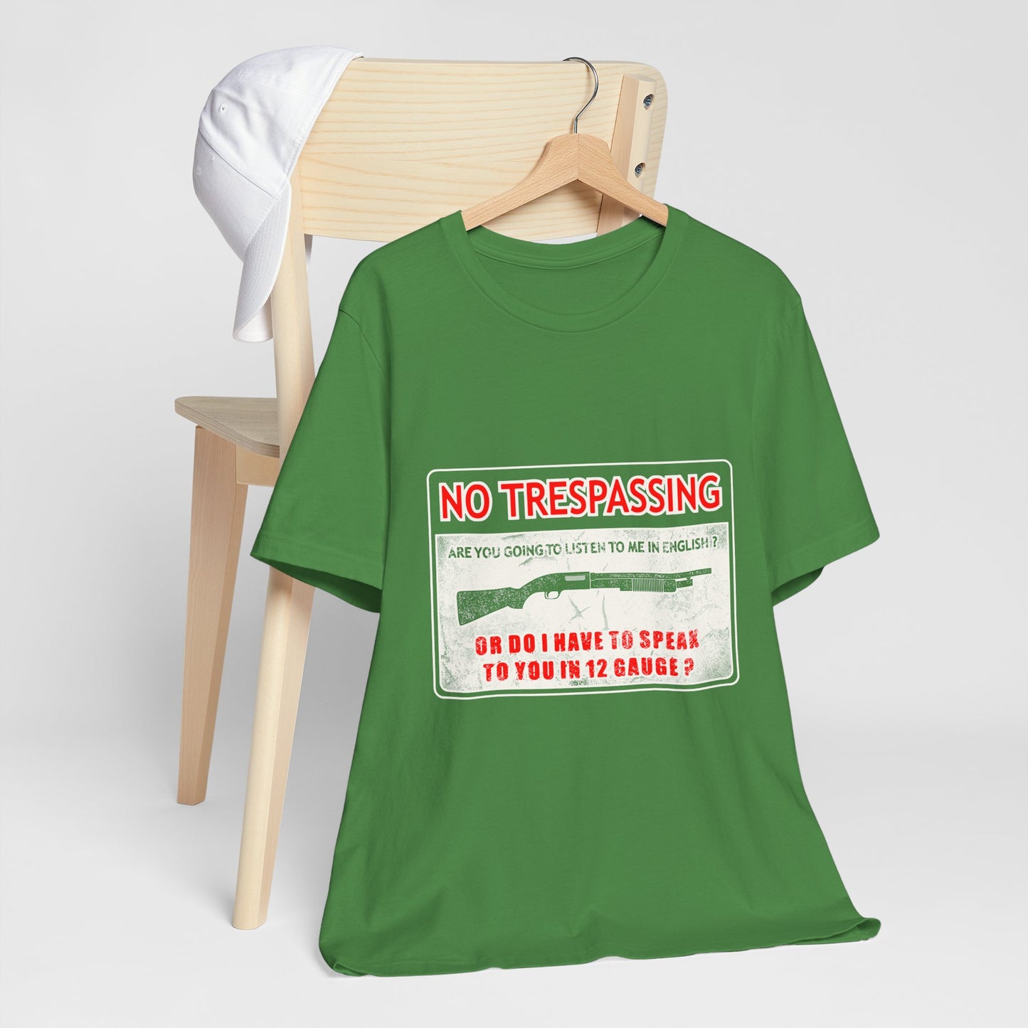 Funny 12 Gauge Shotgun Tee, Don't Speak English