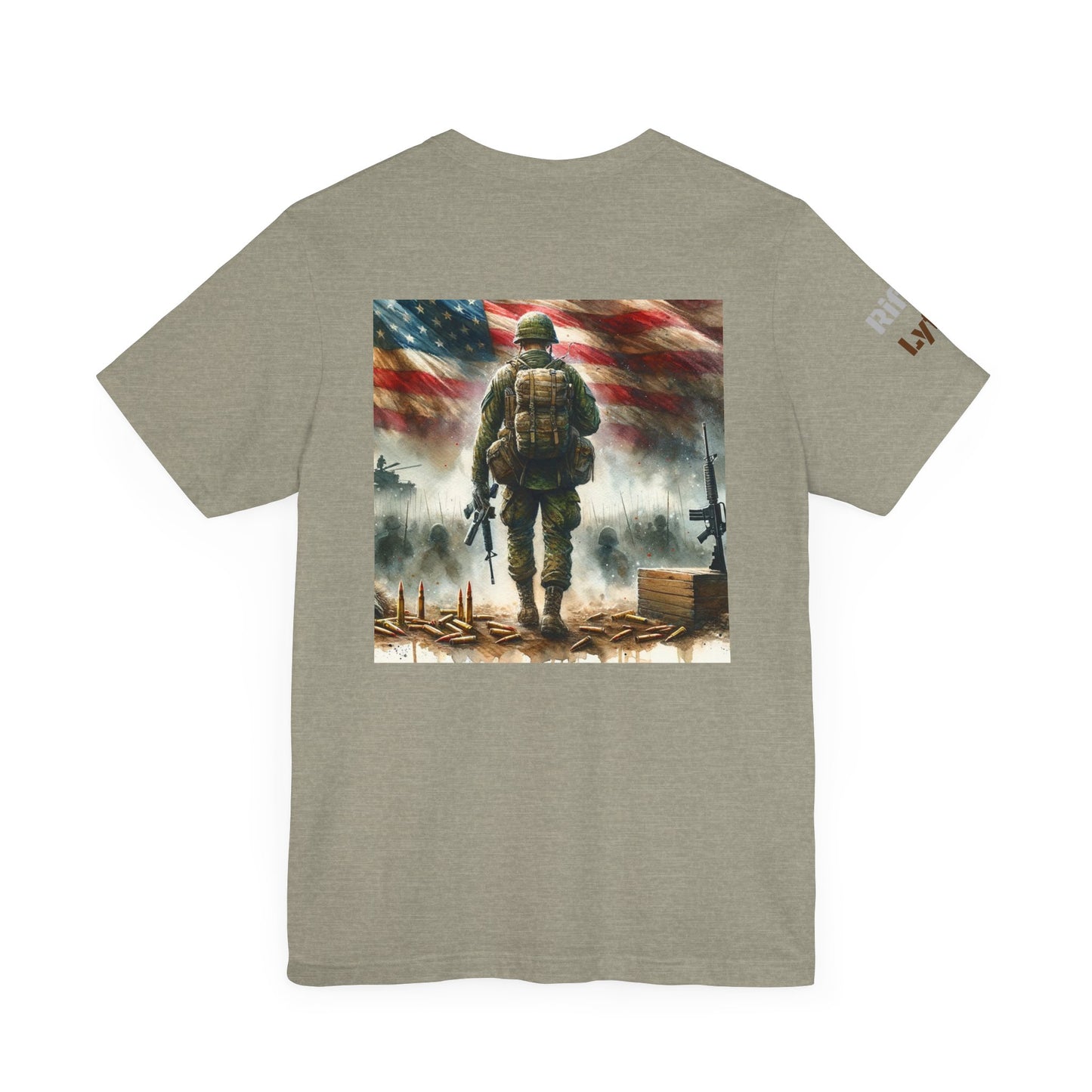 Military tee, never turn from a fight, Army, Navy, Marine, Air Force