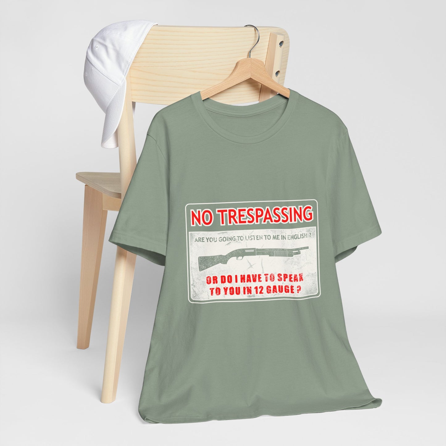 Funny 12 Gauge Shotgun Tee, Don't Speak English