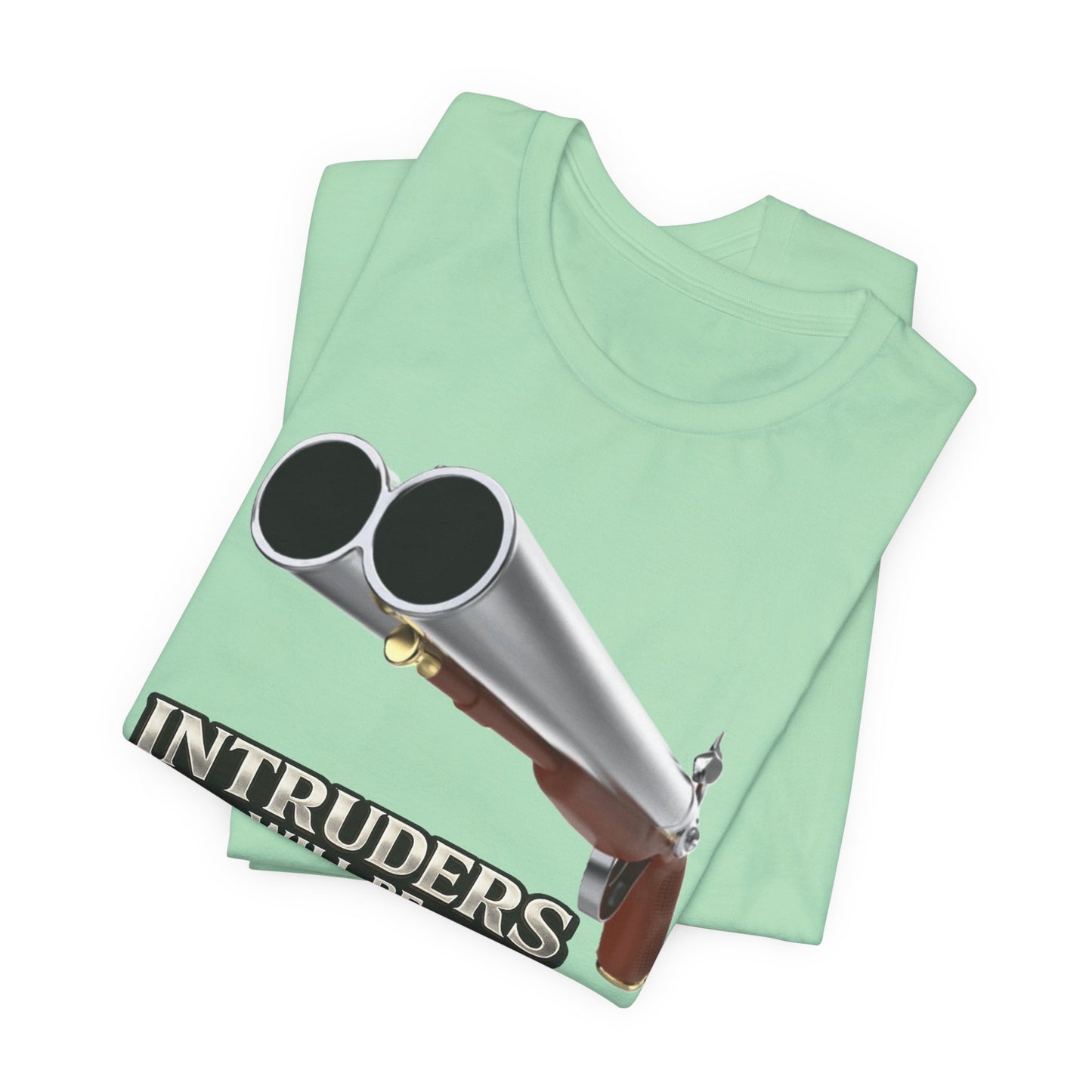 2nd Amendment Shotgun Safety Tee — "Intruders Will Be Shot, Survivors Shot Again" Graphic T-Shirt