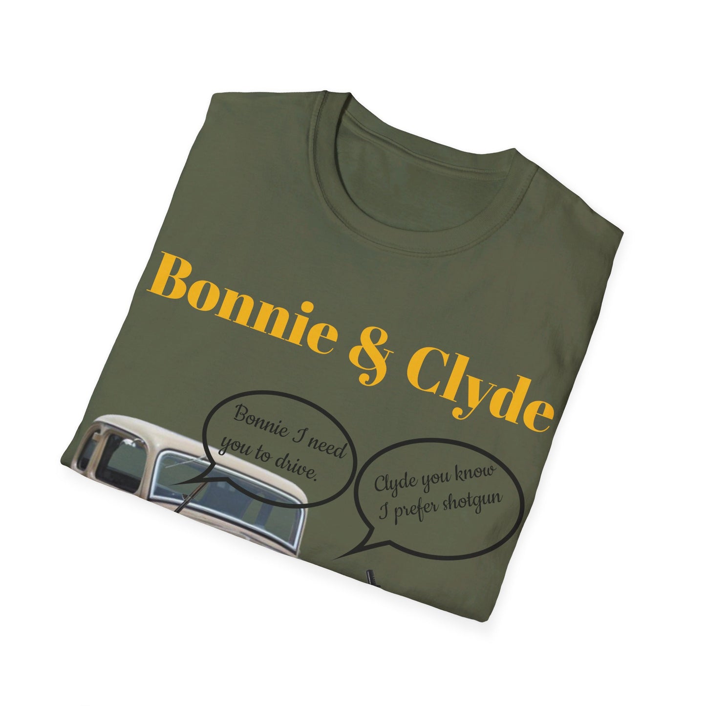 Bonnie and Clyde Rifle T-Shirt, Outlaw Couple Matching Tee, Vintage Gangster Shirt, Criminal Partners Top, Retro Crime Duo Apparel