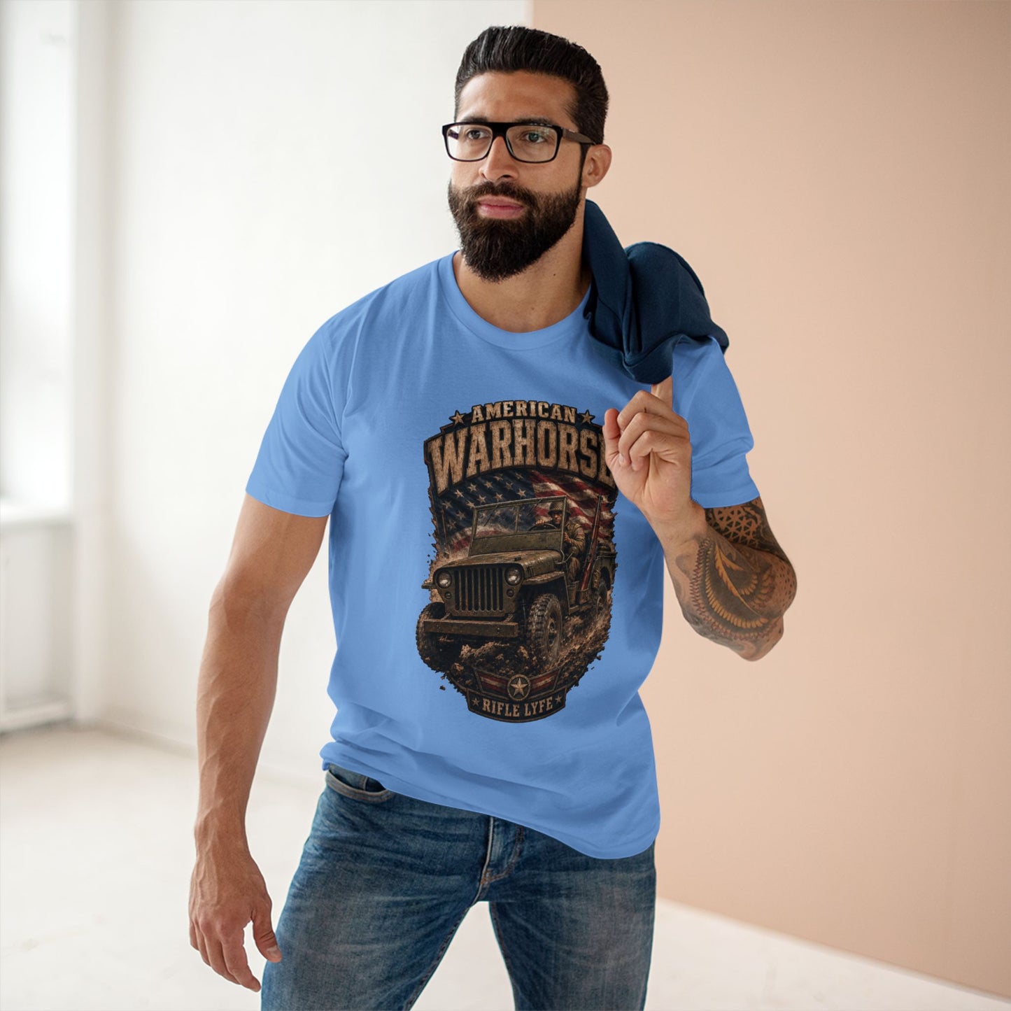 Military Jeep & American Flag Tee