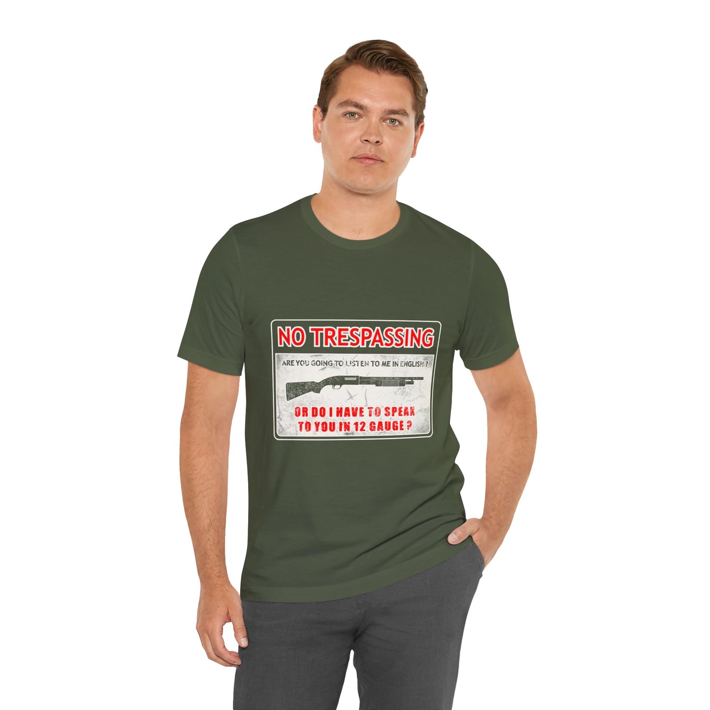 Funny 12 Gauge Shotgun Tee, Don't Speak English