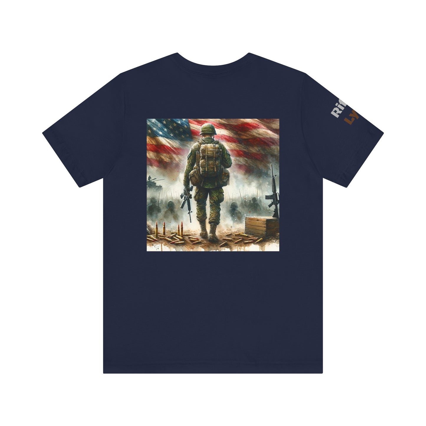 Military tee, never turn from a fight, Army, Navy, Marine, Air Force