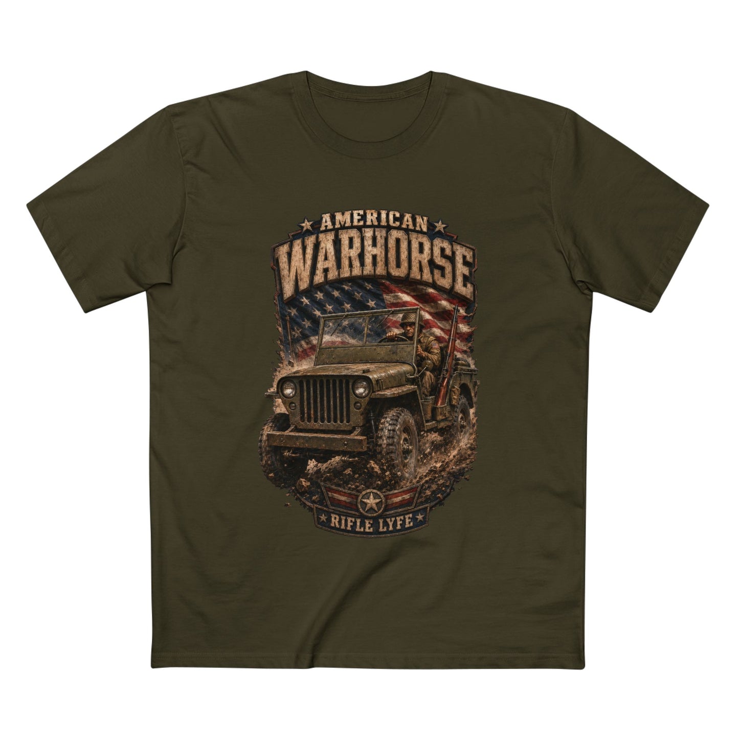 Military Jeep & American Flag Tee
