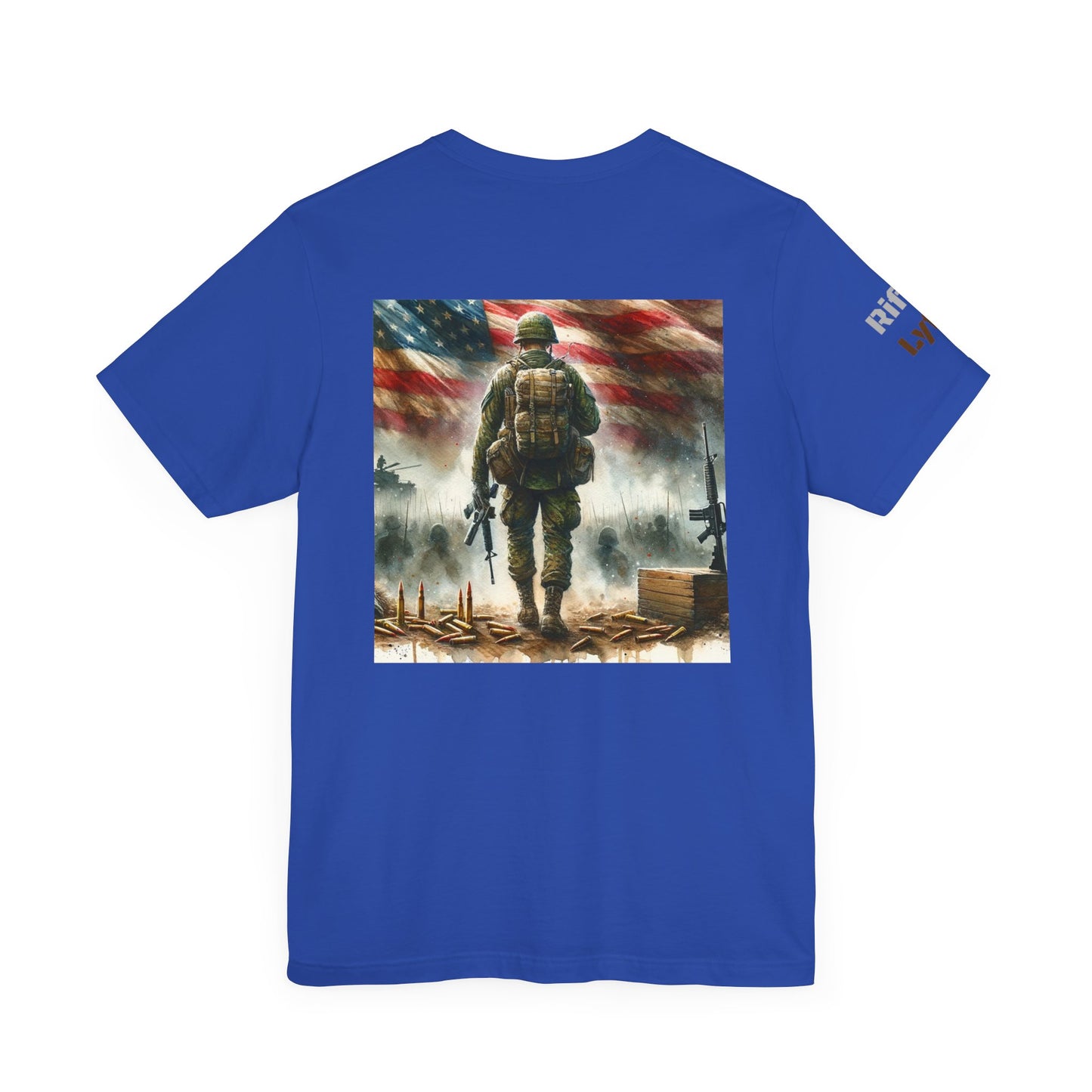 Military tee, never turn from a fight, Army, Navy, Marine, Air Force