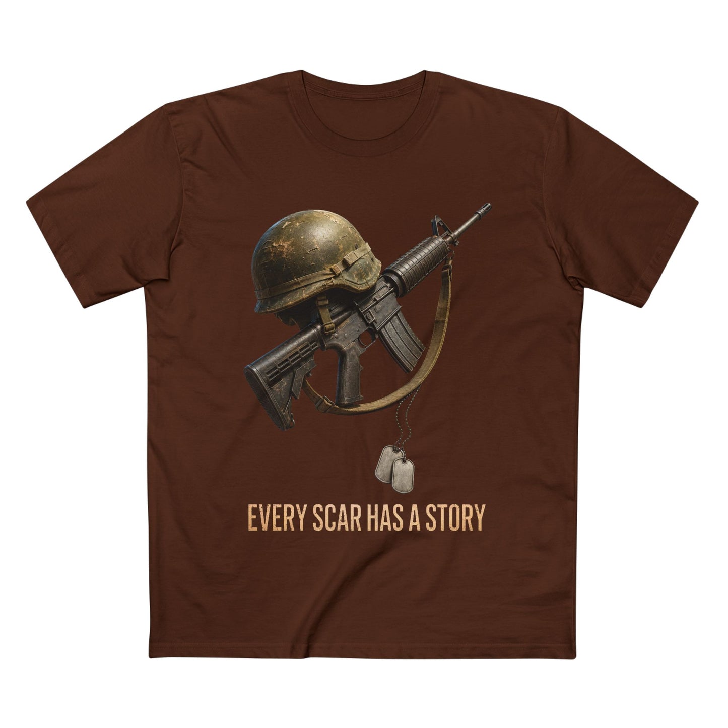 Military Tribute Tee  Veteran Helmet & Rifle T-Shirt