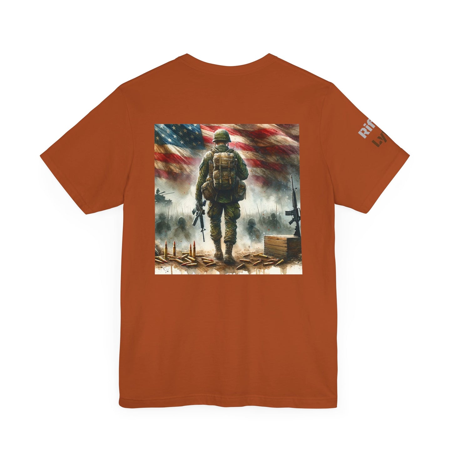 Military tee, never turn from a fight, Army, Navy, Marine, Air Force