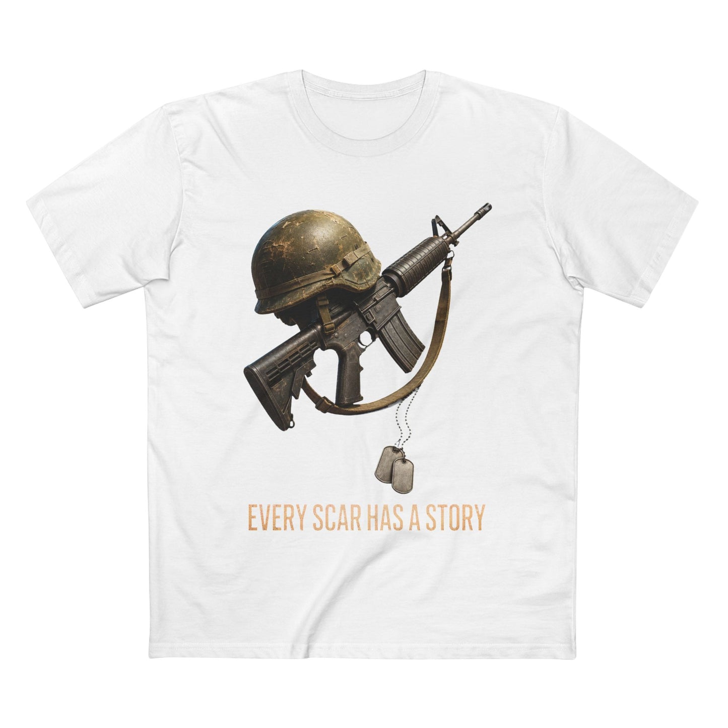 Military Tribute Tee  Veteran Helmet & Rifle T-Shirt