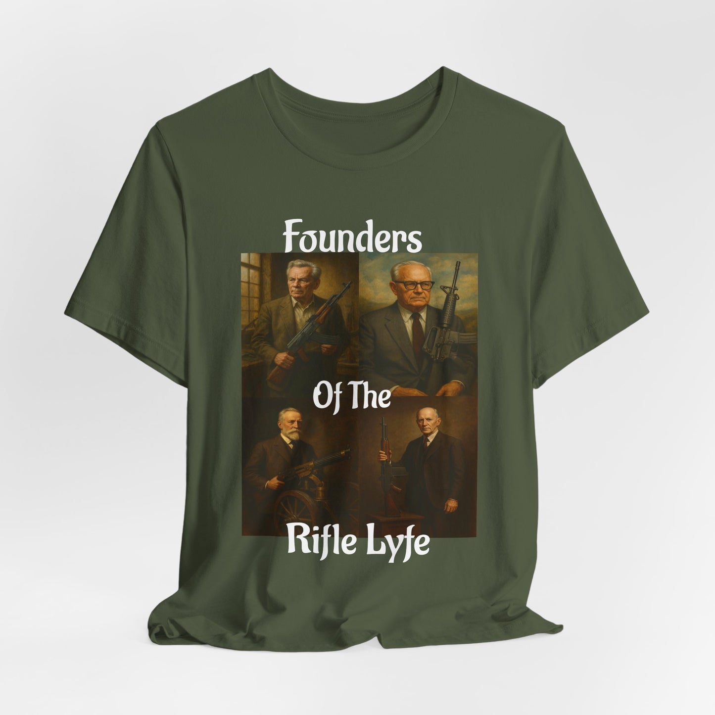 Founders of the Rifle Lyfe T-Shirt – Tactical Gun History Shirt for 2A Supporters, Military Gun Collectors & Patriotic Rifle Fans