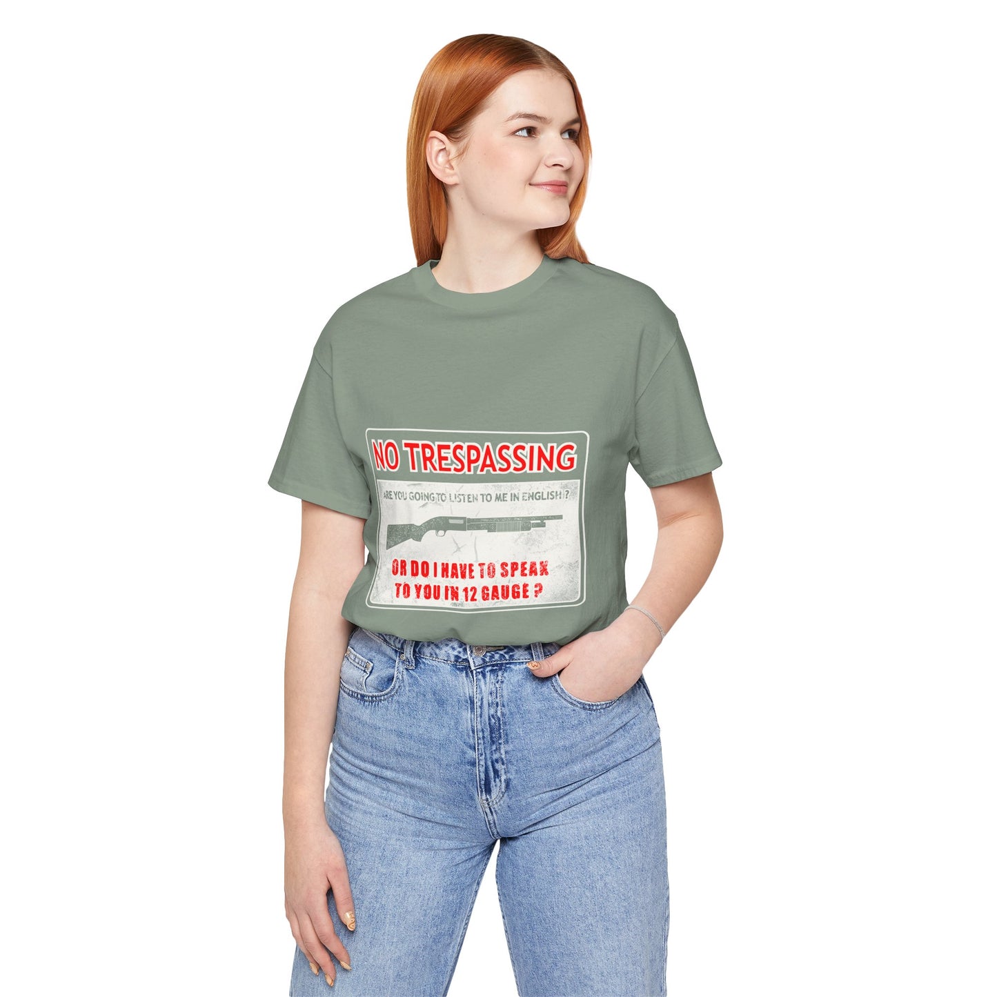 Funny 12 Gauge Shotgun Tee, Don't Speak English