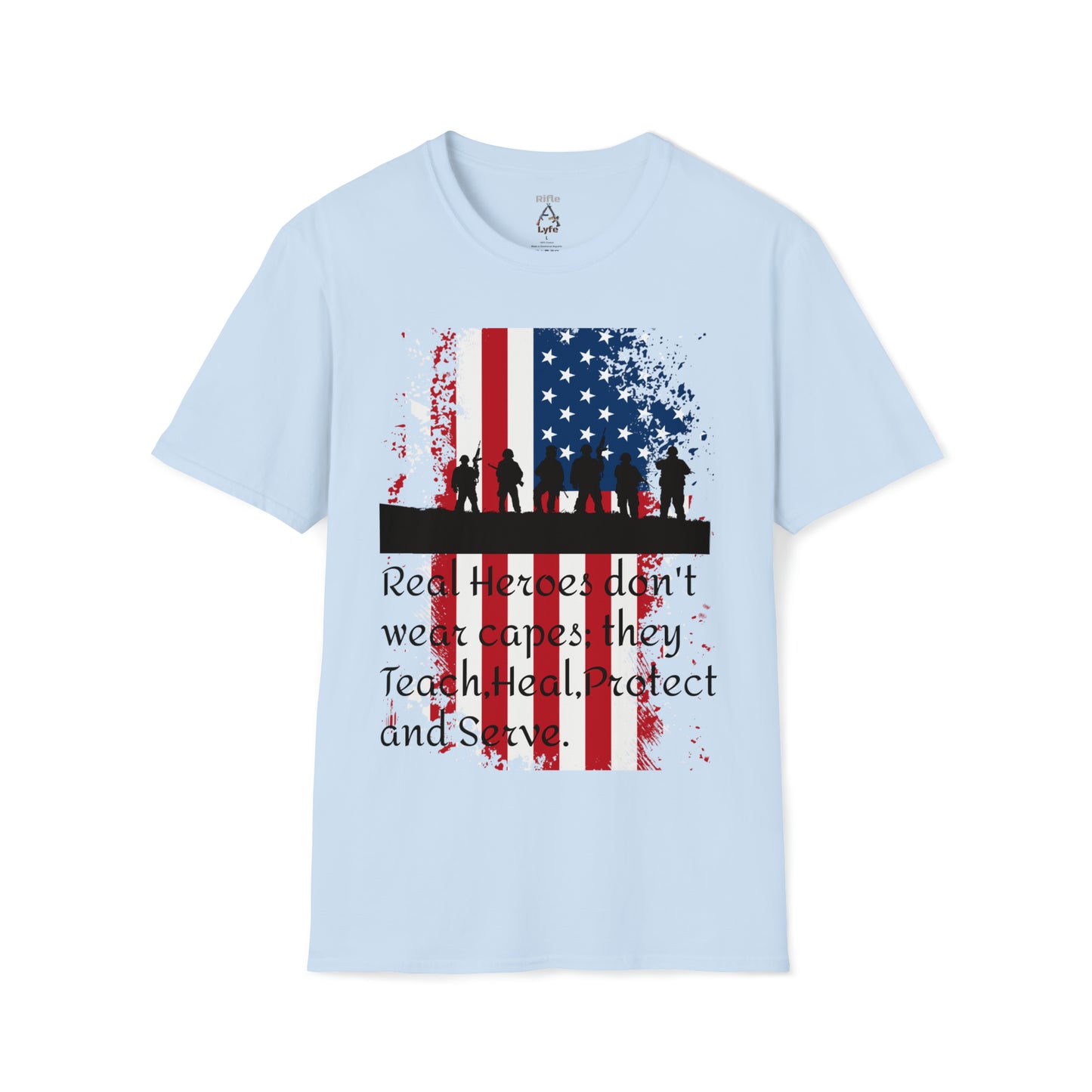 Military shirt, Real Heroes, Soldiers, tattered U.S. flag