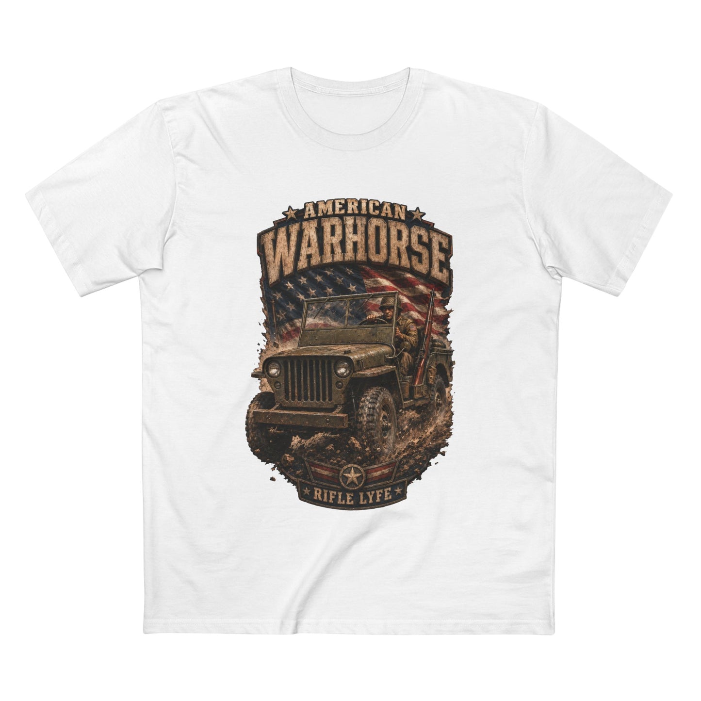 Military Jeep & American Flag Tee