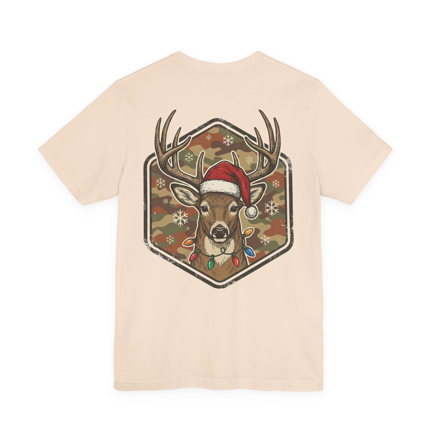 Christmas T‑Shirt — Merry and Bright Camouflage Buck Tee