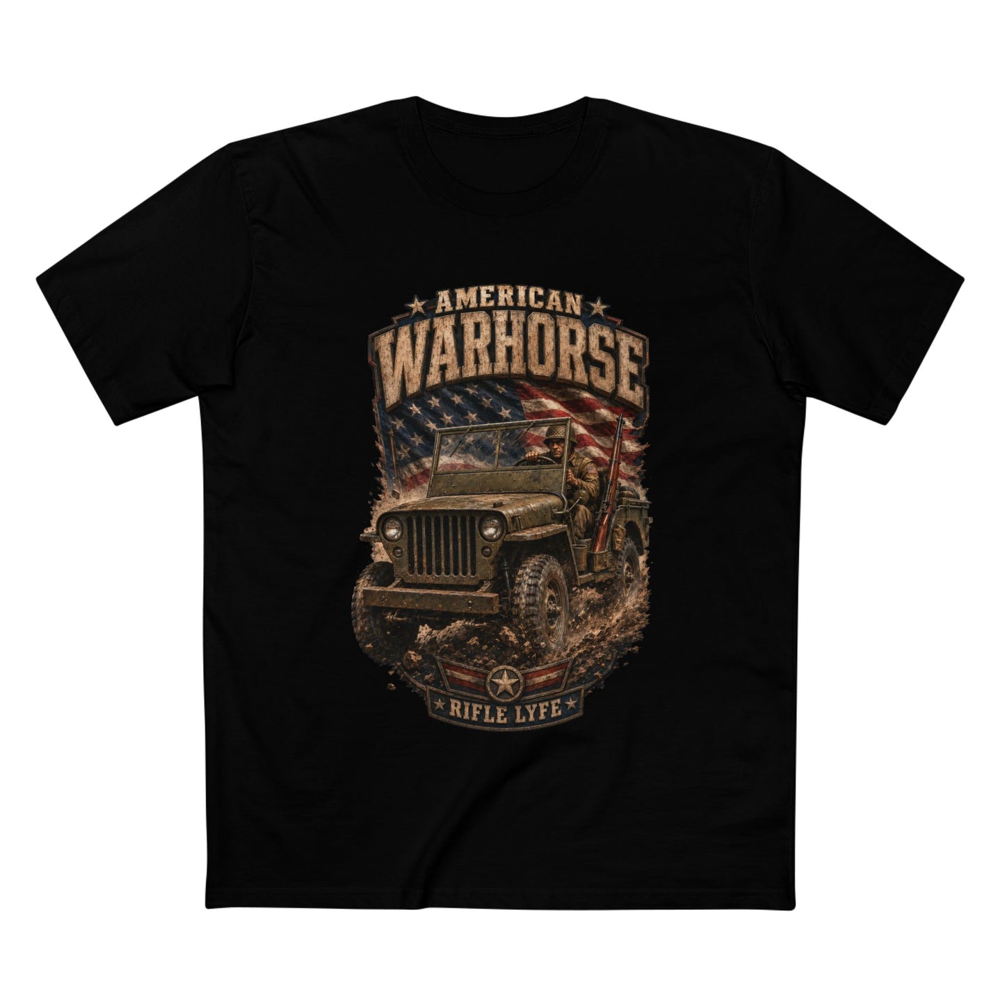 Military Jeep & American Flag Tee