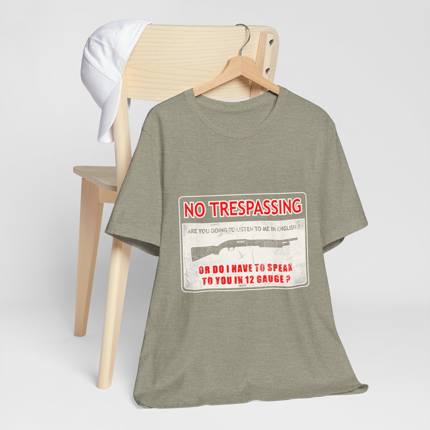 Funny 12 Gauge Shotgun Tee, Don't Speak English