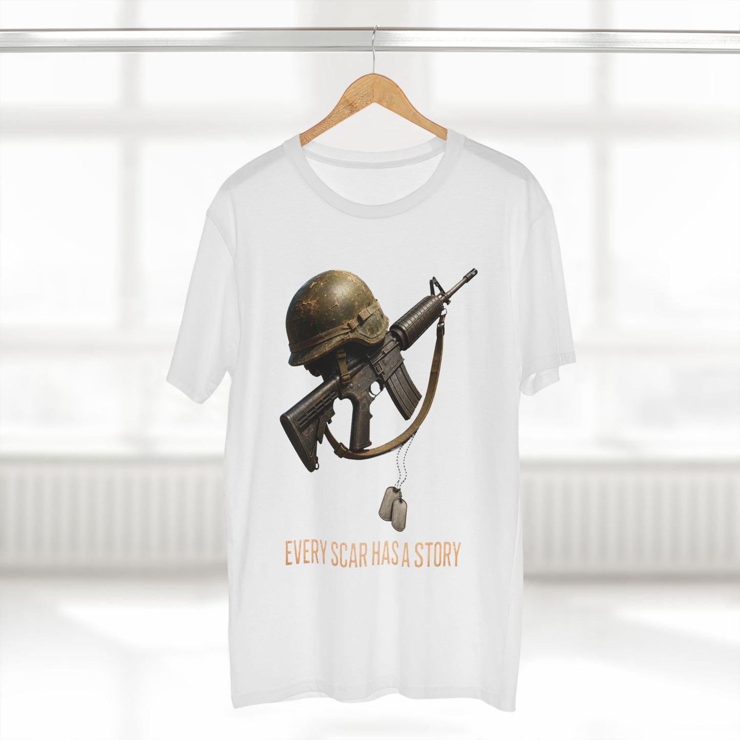Military Tribute Tee  Veteran Helmet & Rifle T-Shirt