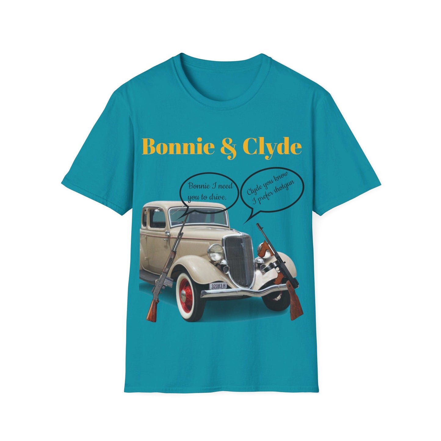 Bonnie and Clyde Rifle T-Shirt, Outlaw Couple Matching Tee, Vintage Gangster Shirt, Criminal Partners Top, Retro Crime Duo Apparel