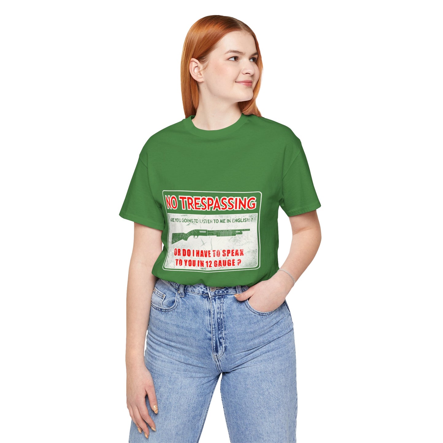 Funny 12 Gauge Shotgun Tee, Don't Speak English