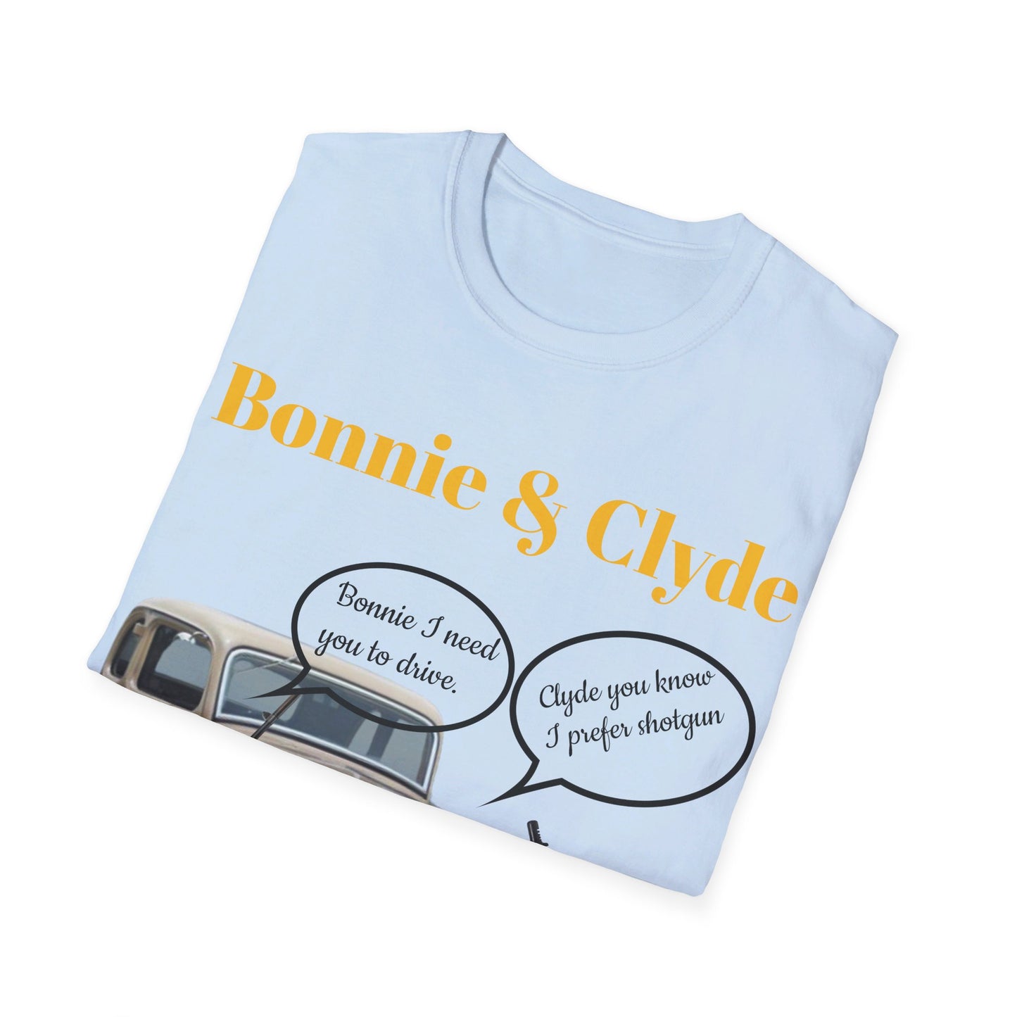 Bonnie and Clyde Rifle T-Shirt, Outlaw Couple Matching Tee, Vintage Gangster Shirt, Criminal Partners Top, Retro Crime Duo Apparel