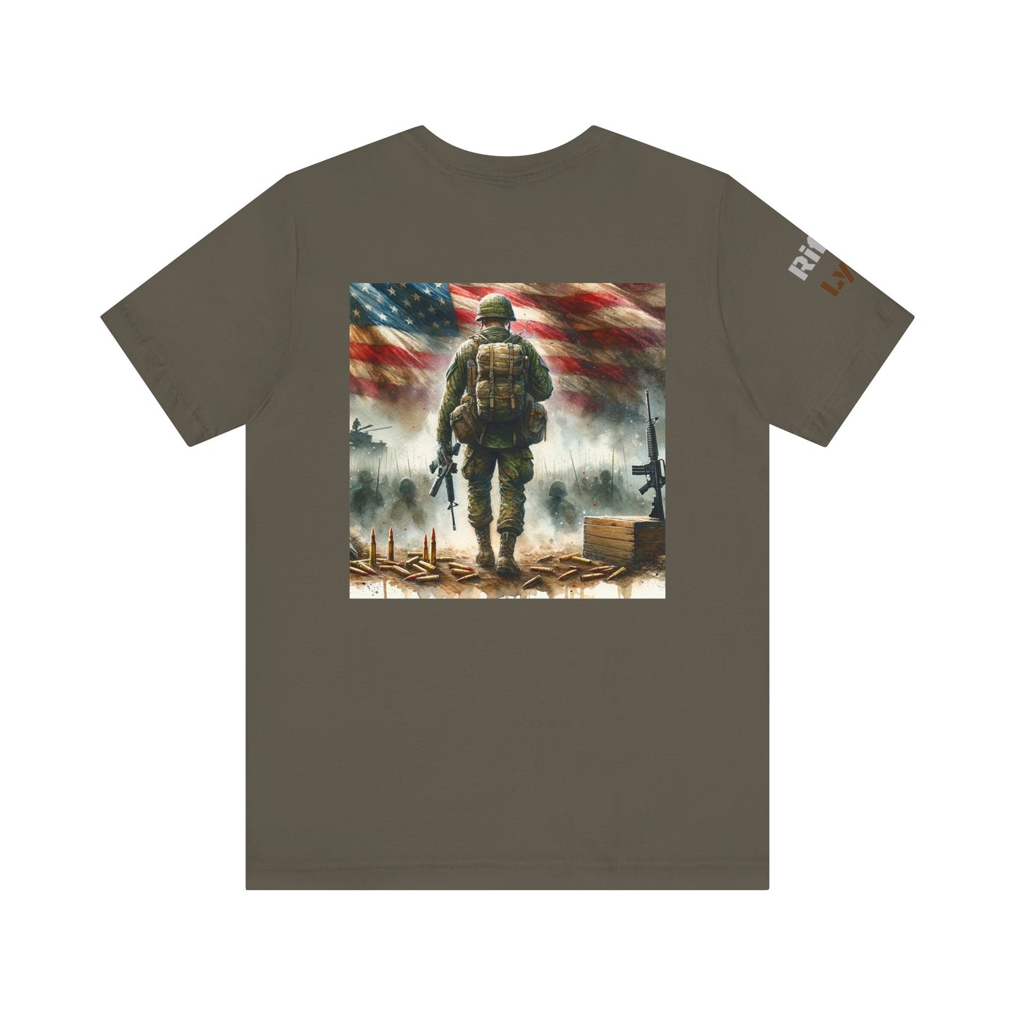 Military tee, never turn from a fight, Army, Navy, Marine, Air Force