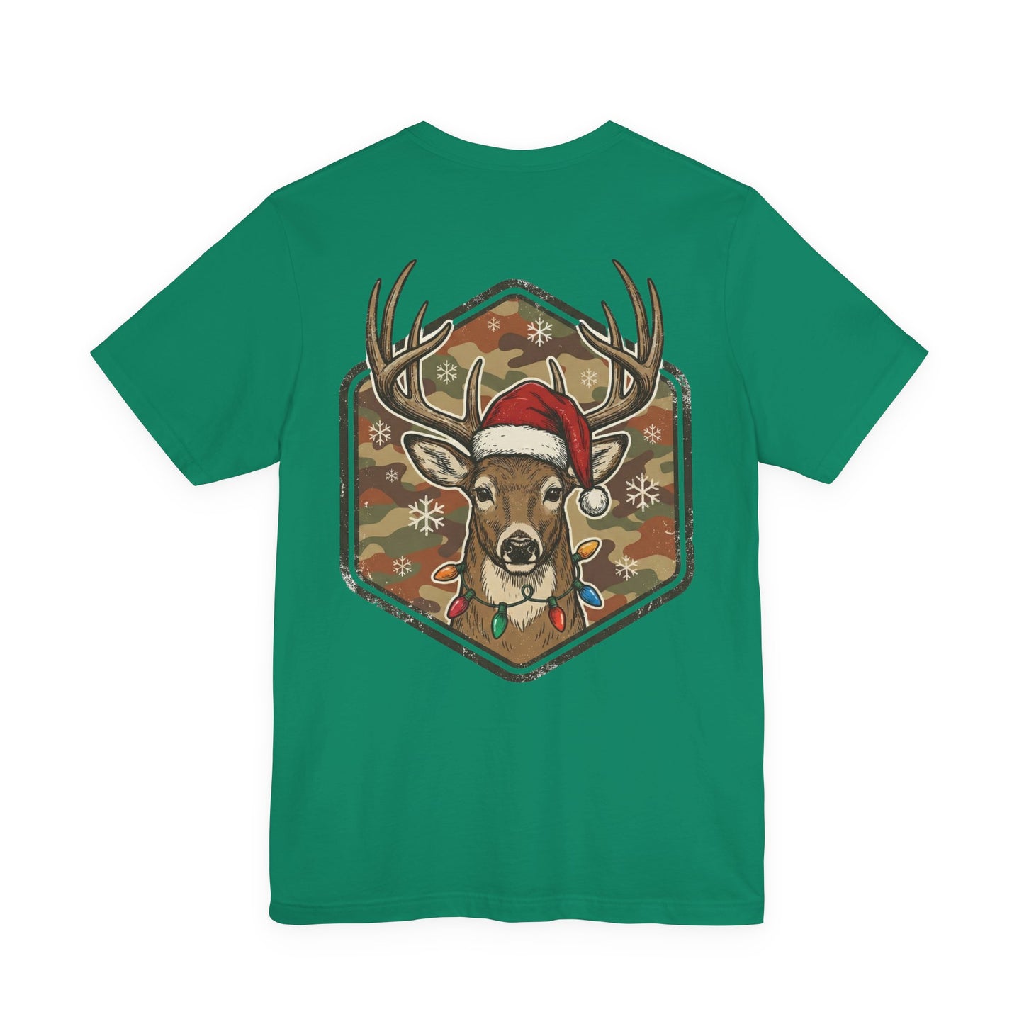 Christmas T‑Shirt — Merry and Bright Camouflage Buck Tee