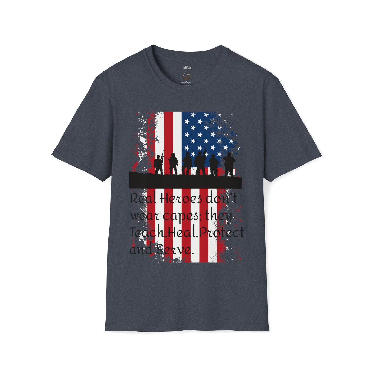 Military shirt, Real Heroes, Soldiers, tattered U.S. flag