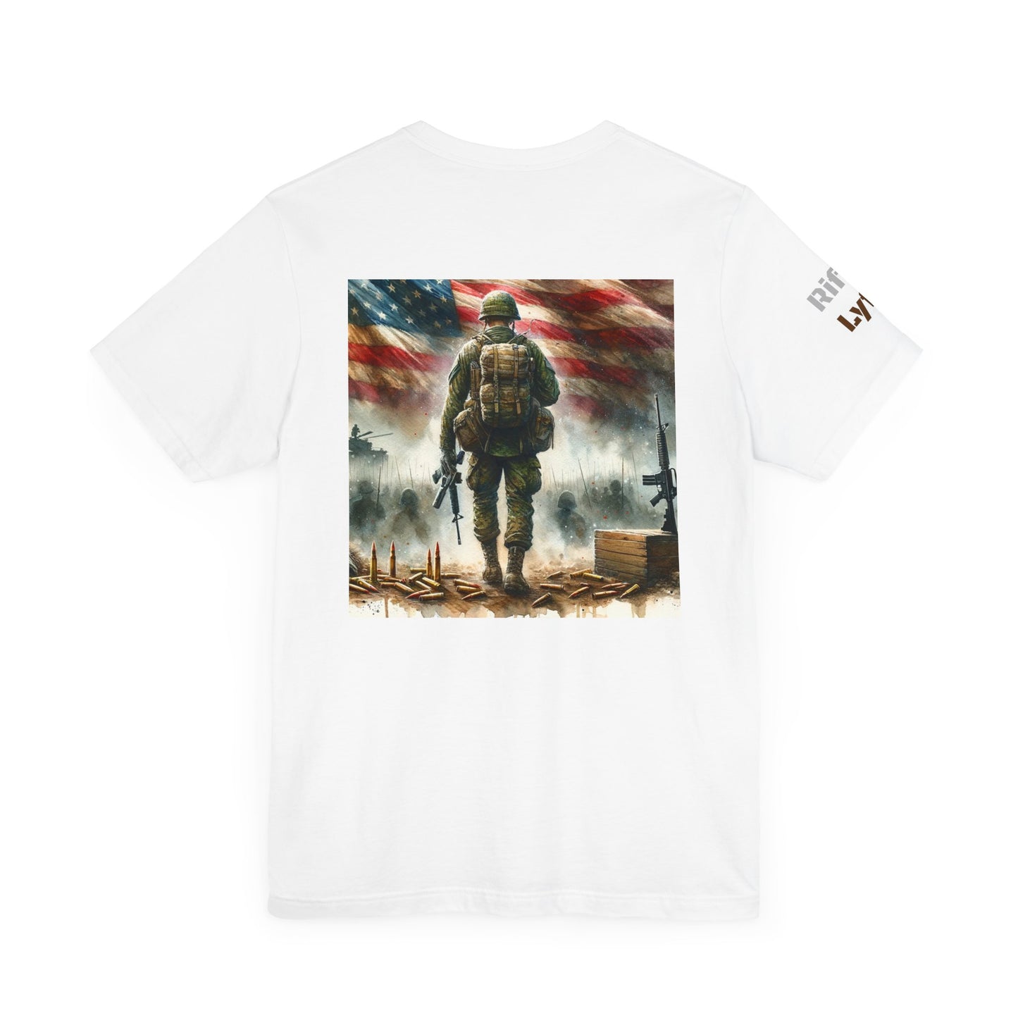 Military tee, never turn from a fight, Army, Navy, Marine, Air Force