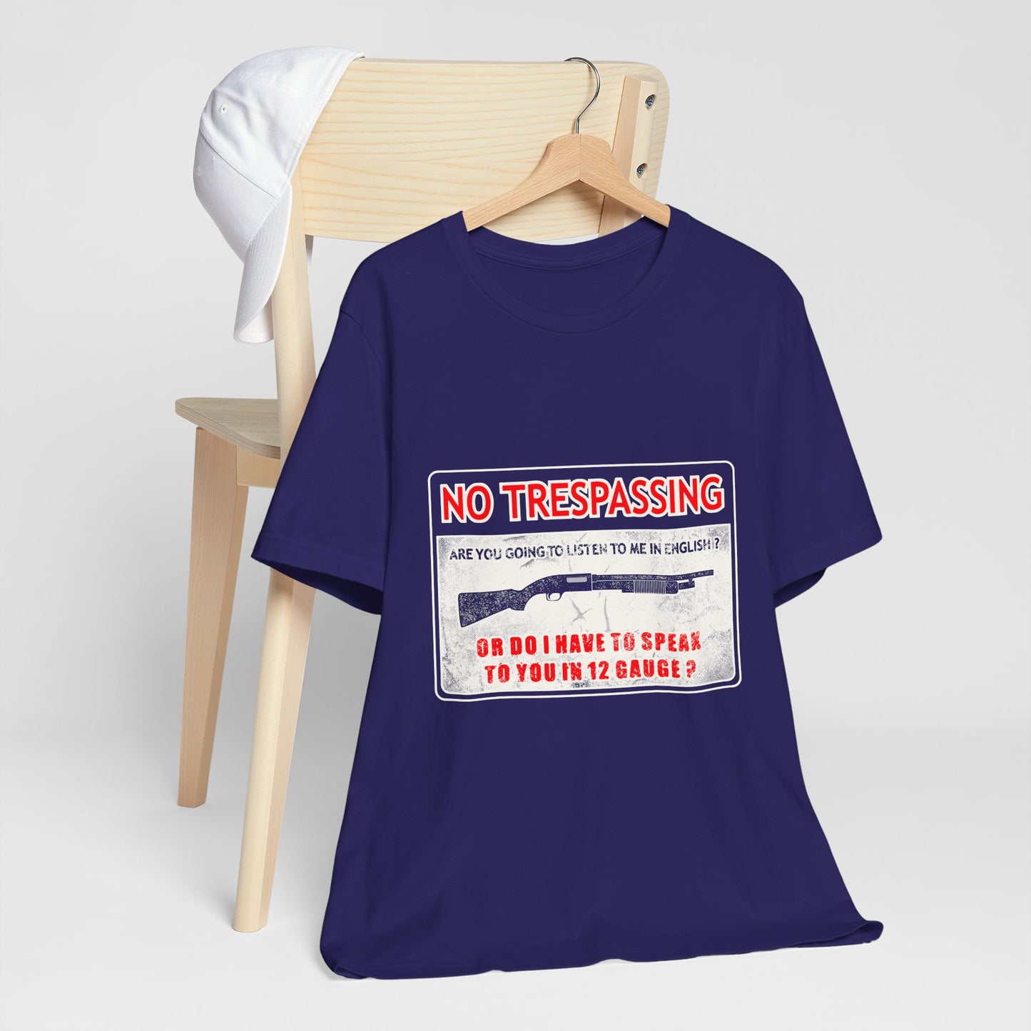 Funny 12 Gauge Shotgun Tee, Don't Speak English