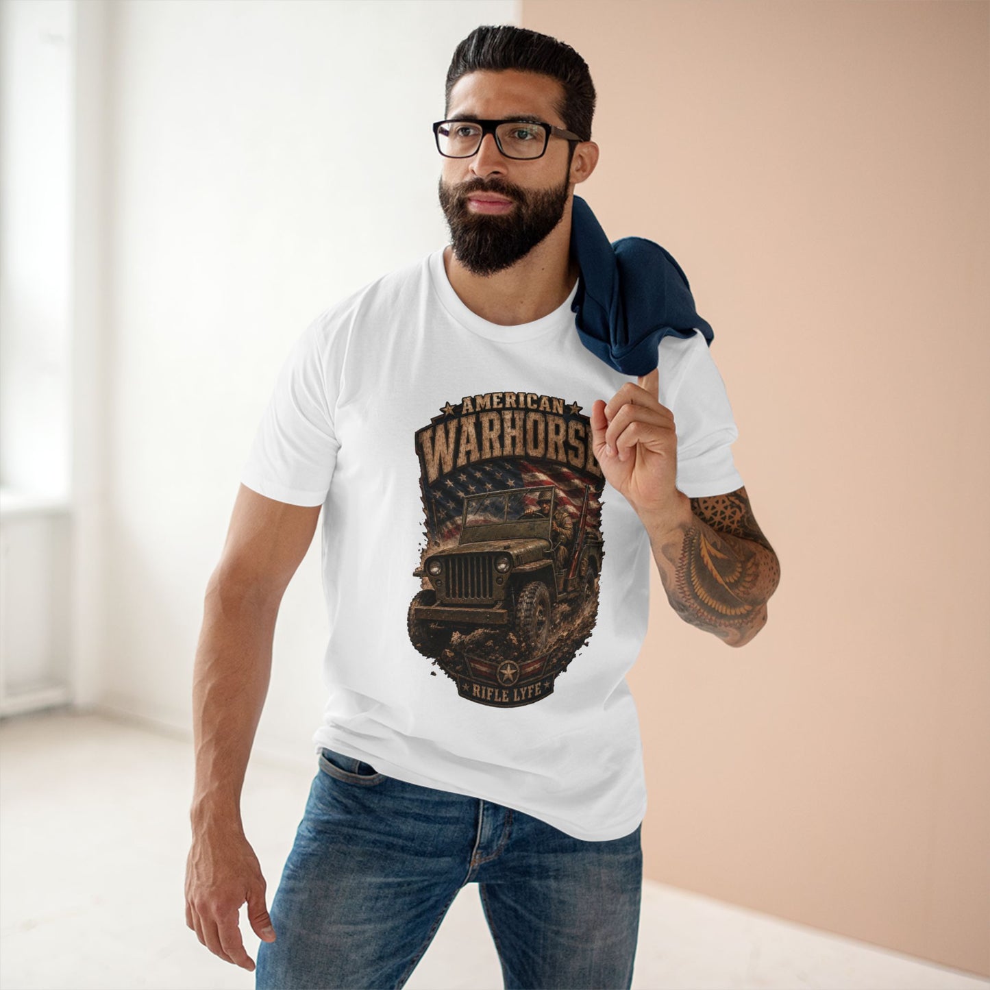 Military Jeep & American Flag Tee