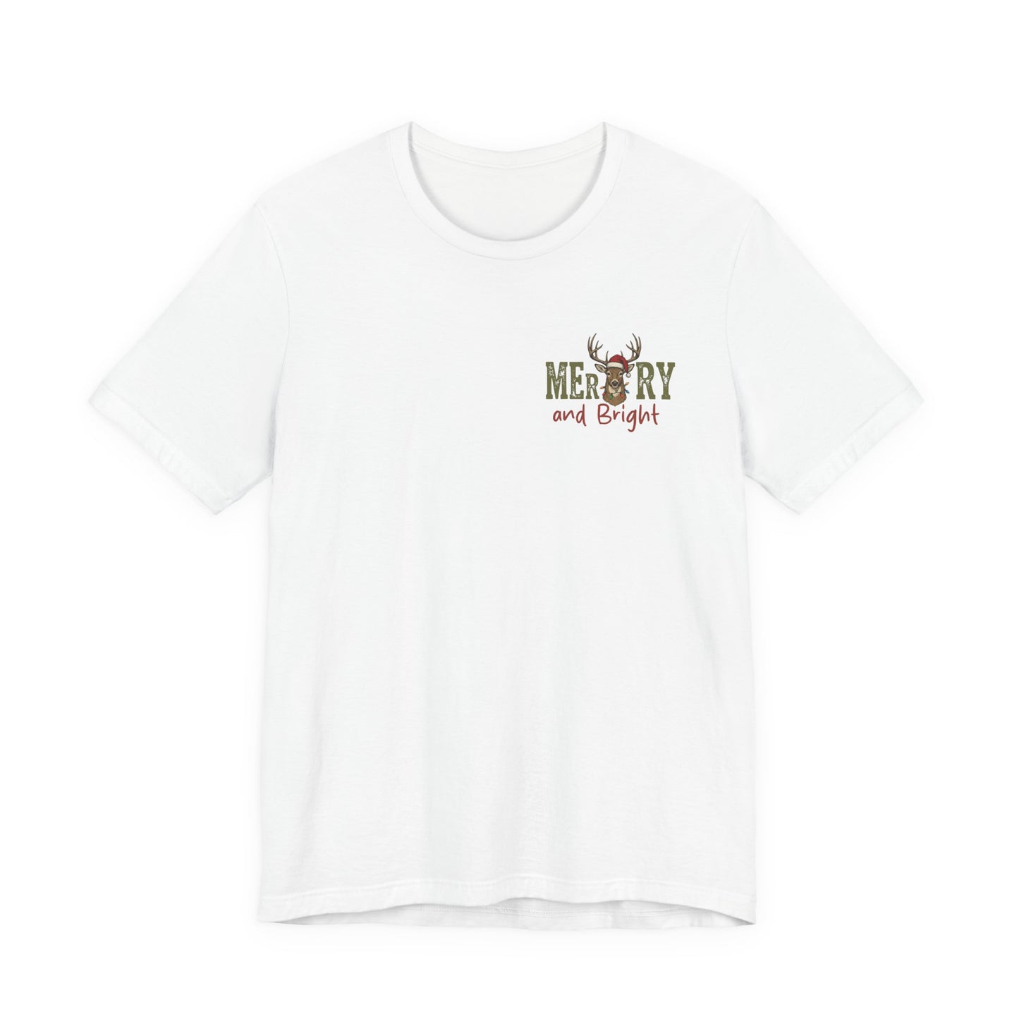 Christmas T‑Shirt — Merry and Bright Camouflage Buck Tee