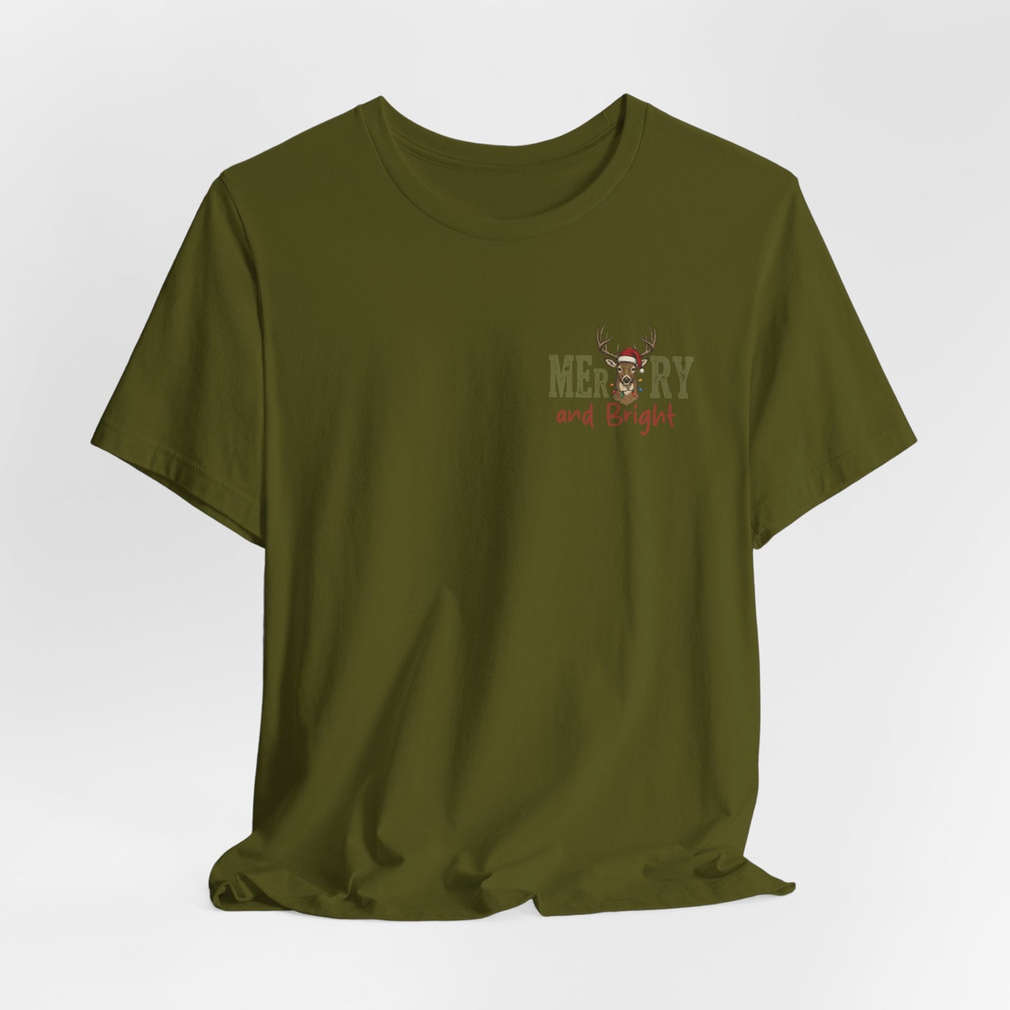 Christmas T‑Shirt — Merry and Bright Camouflage Buck Tee