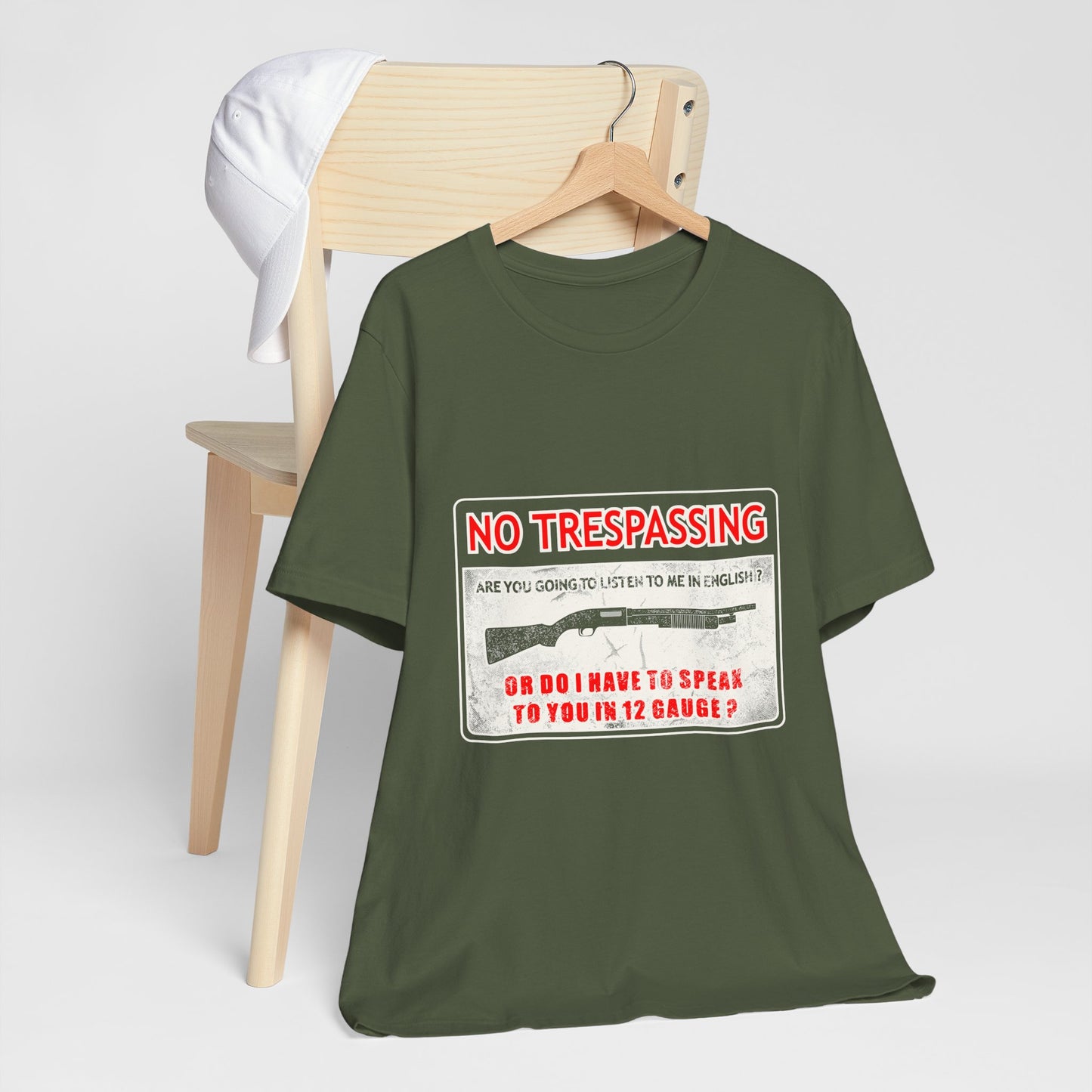 Funny 12 Gauge Shotgun Tee, Don't Speak English