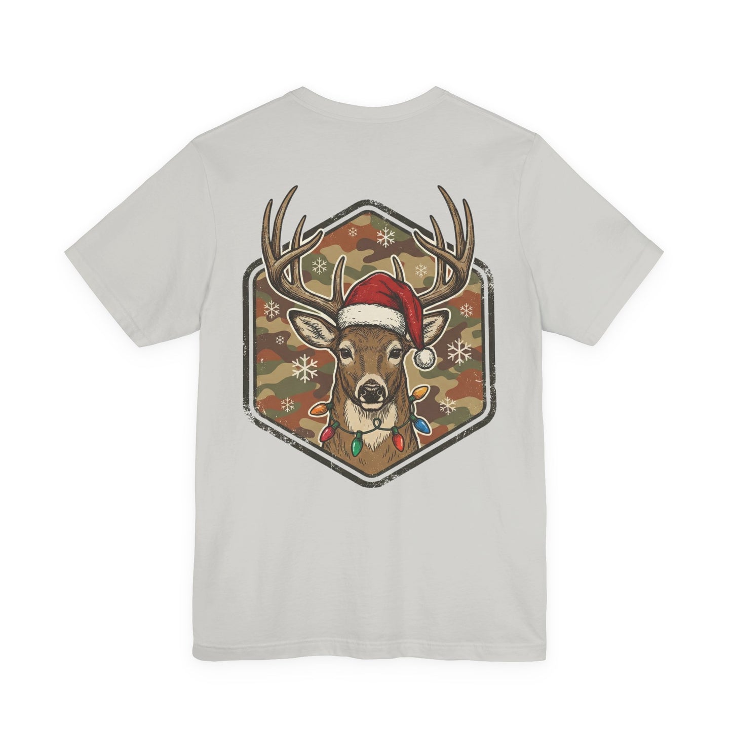 Christmas T‑Shirt — Merry and Bright Camouflage Buck Tee