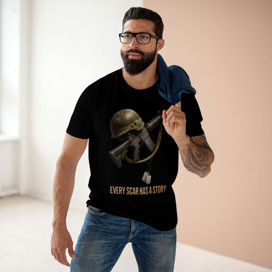 Military Tribute Tee  Veteran Helmet & Rifle T-Shirt
