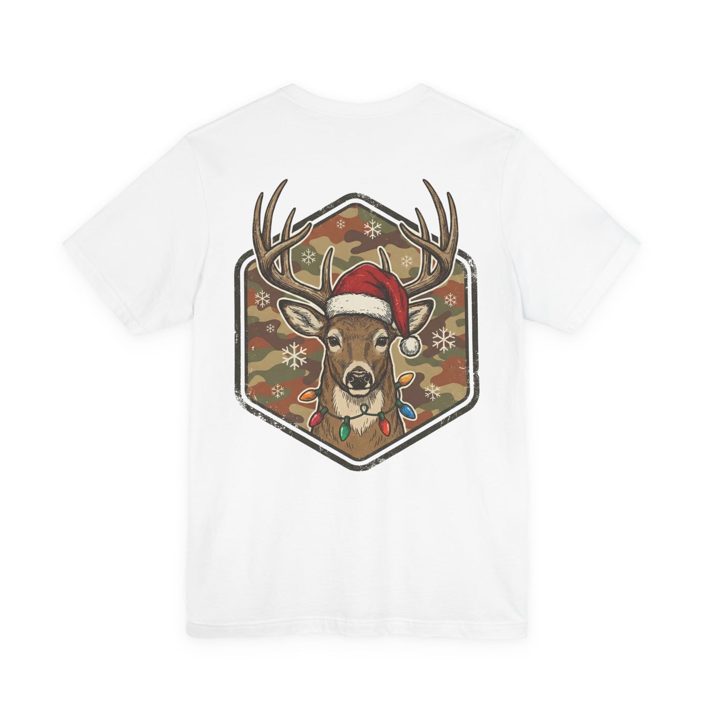 Christmas T‑Shirt — Merry and Bright Camouflage Buck Tee