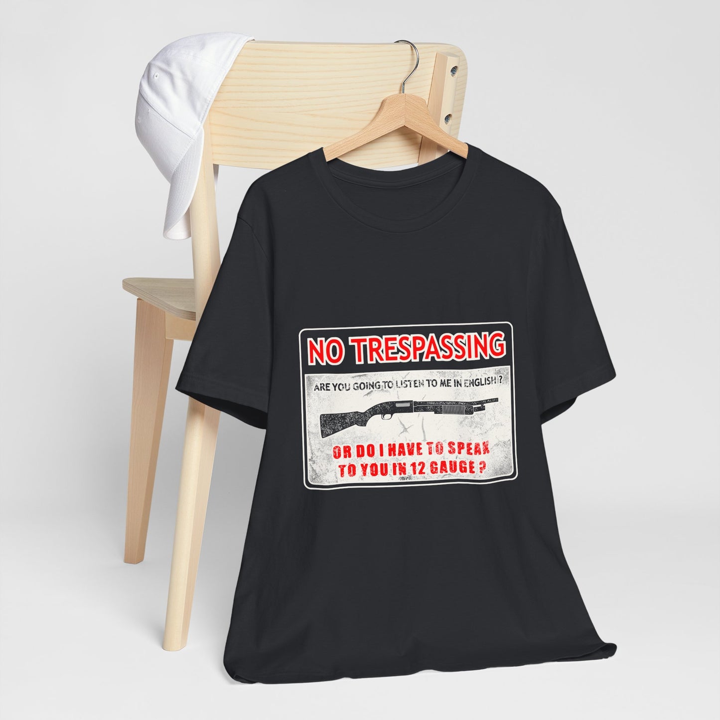 Funny 12 Gauge Shotgun Tee, Don't Speak English