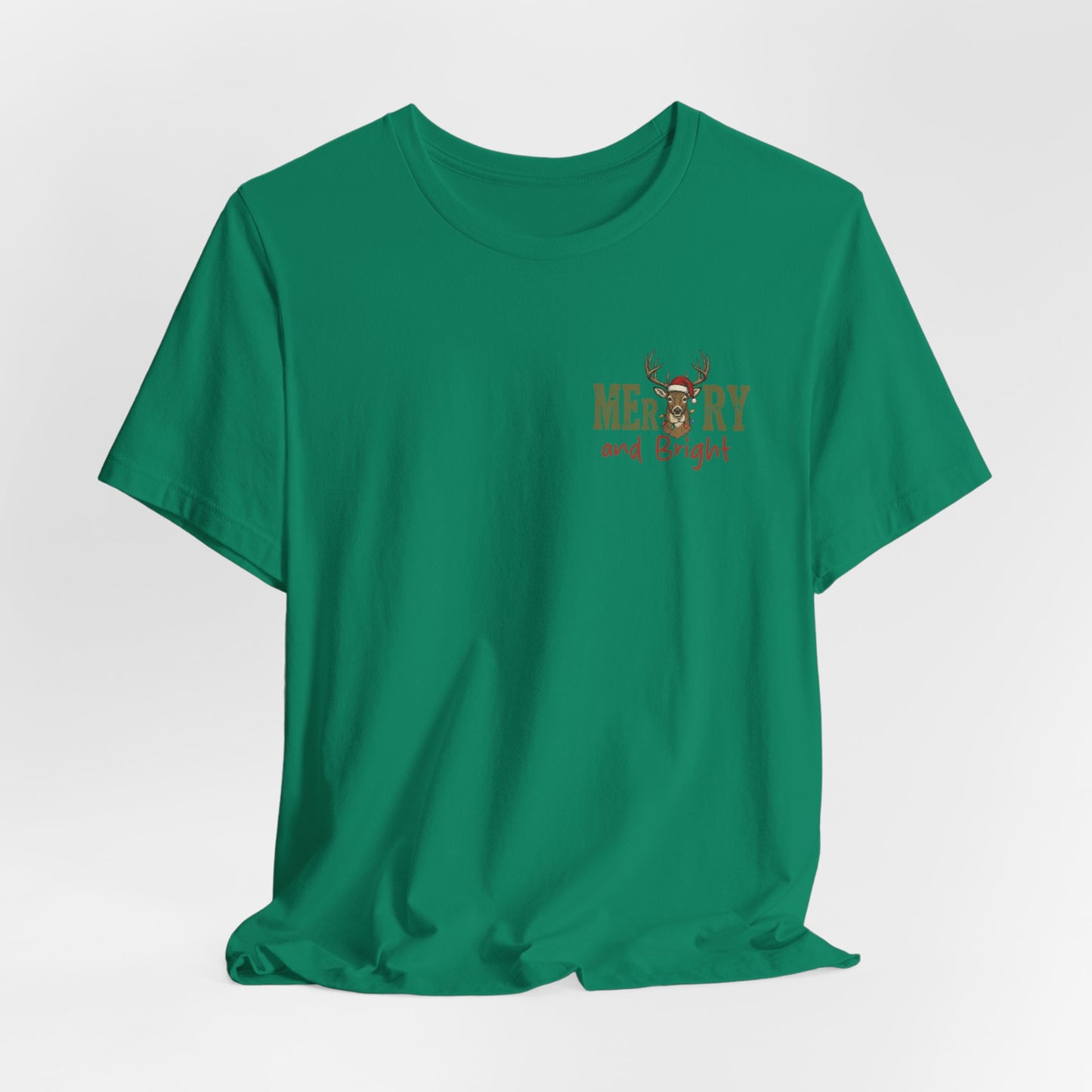 Christmas T‑Shirt — Merry and Bright Camouflage Buck Tee