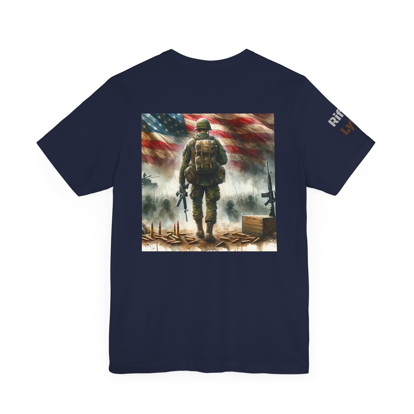 Military tee, never turn from a fight, Army, Navy, Marine, Air Force