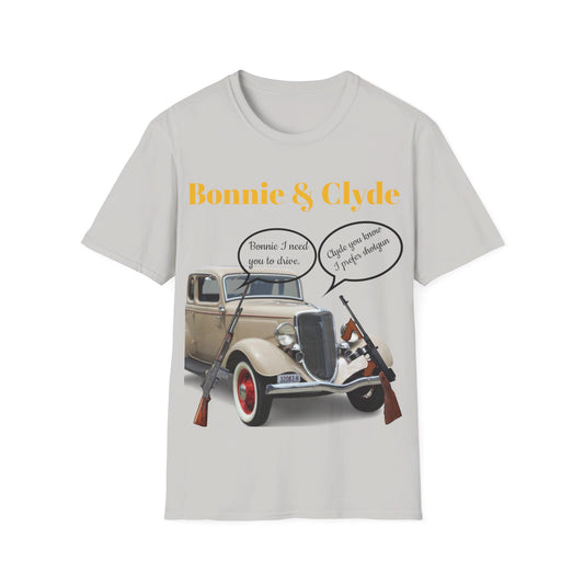 Bonnie and Clyde Rifle T-Shirt, Outlaw Couple Matching Tee, Vintage Gangster Shirt, Criminal Partners Top, Retro Crime Duo Apparel