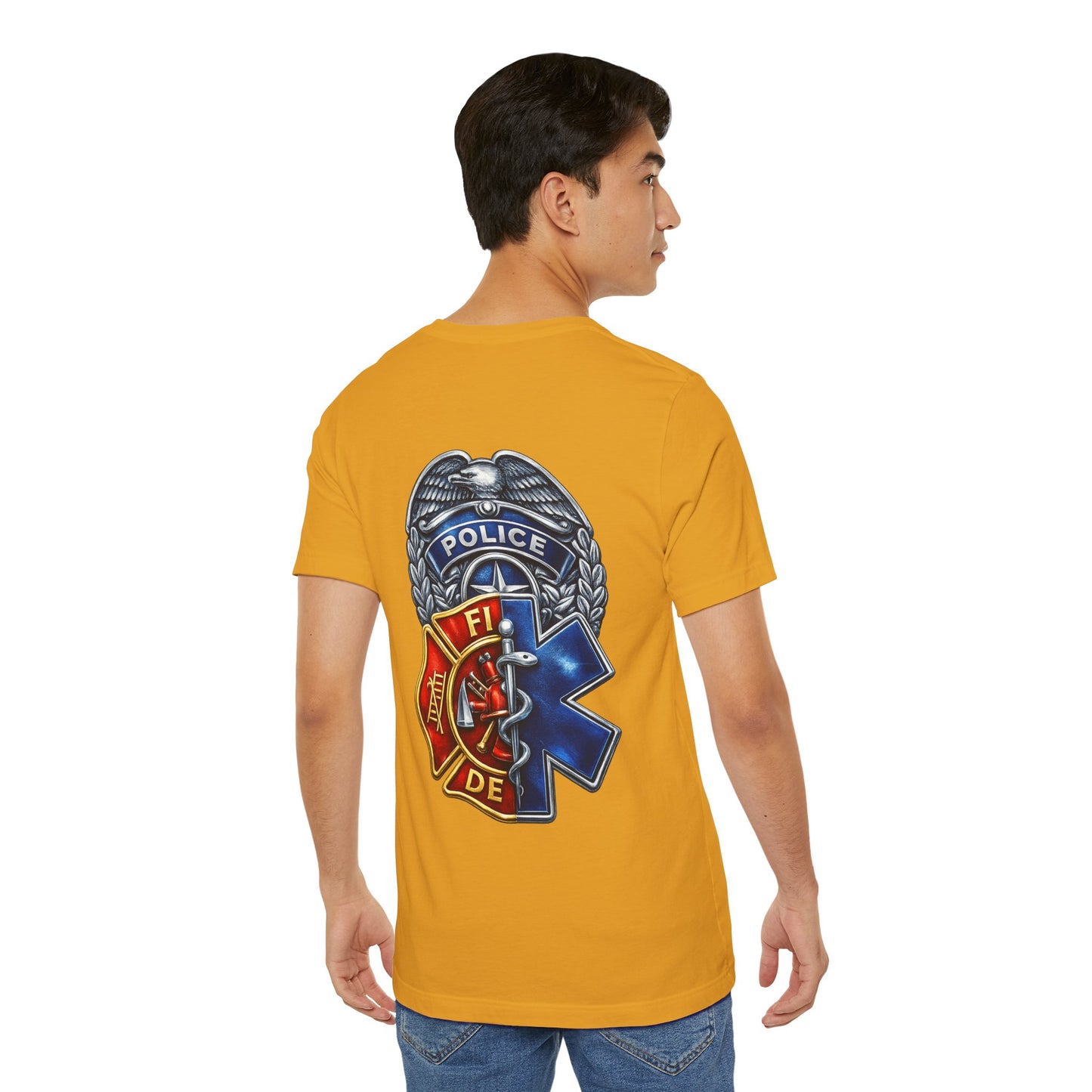 Police Fire EMS Badge Graphic Tee | First Responder Logo T-Shirt